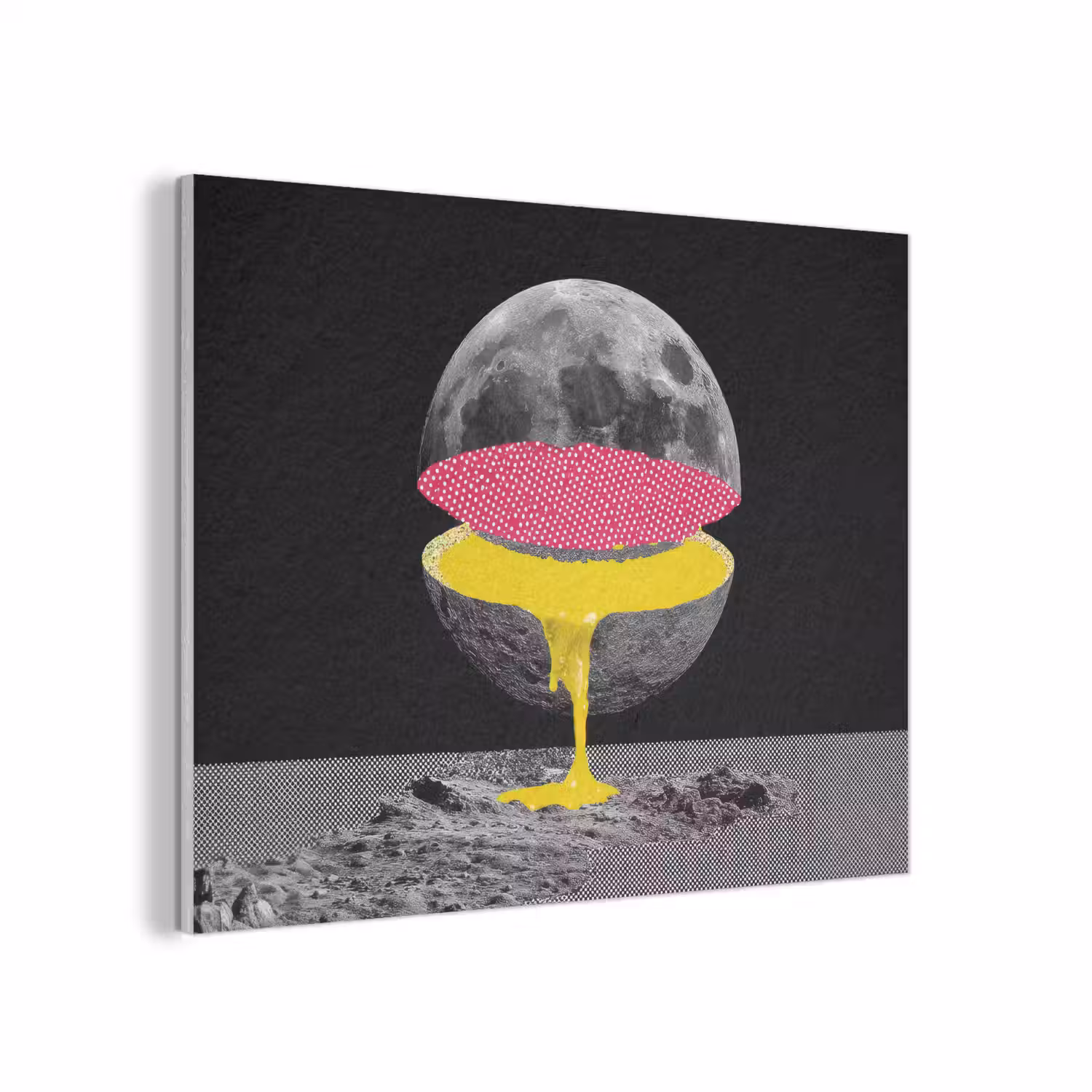 Maan - Geel - Roze - Zwart PET vilt klein -3d