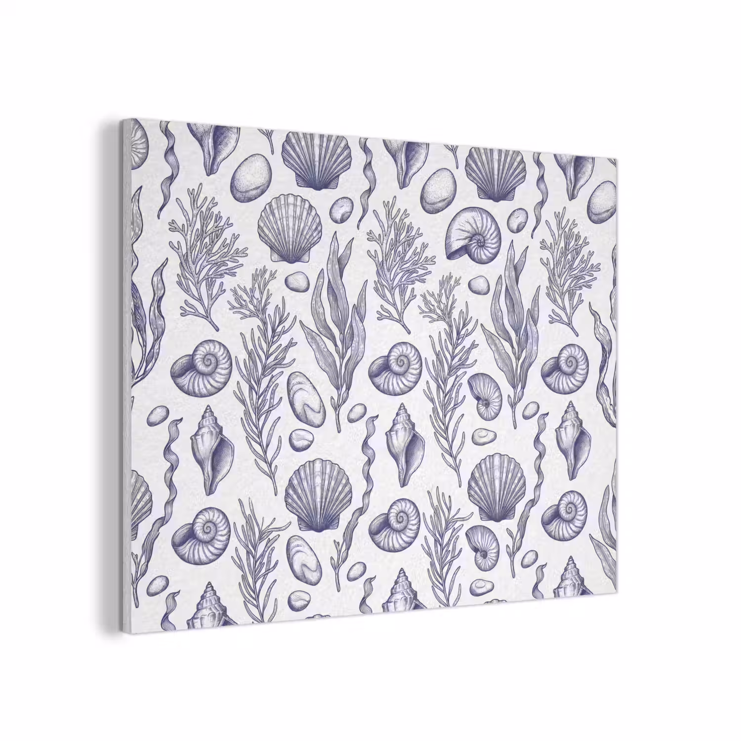 Schelpen - Zeewier - Oceaan - Illustratie - Blauw PET vilt klein -3d