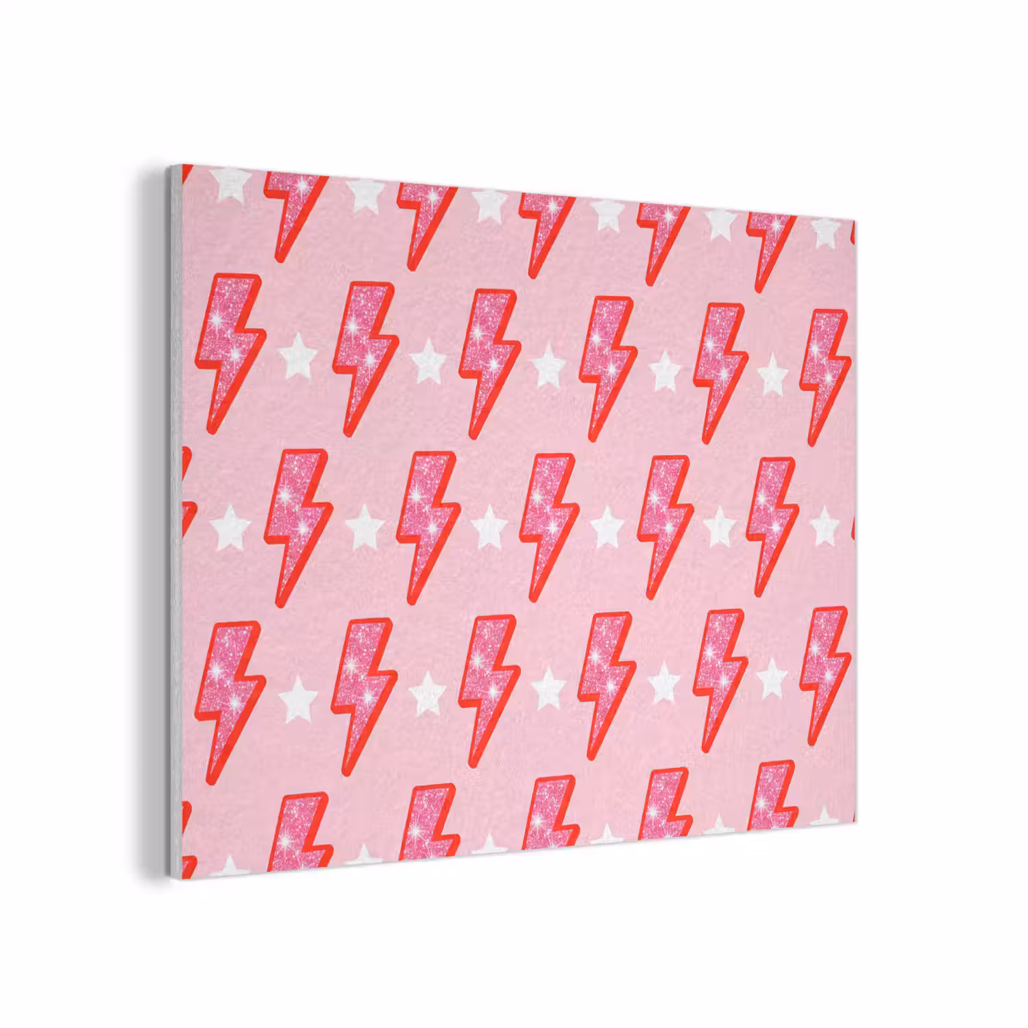 Patroon - Bliksem - Ster - Glitter - Roze PET vilt klein -3d