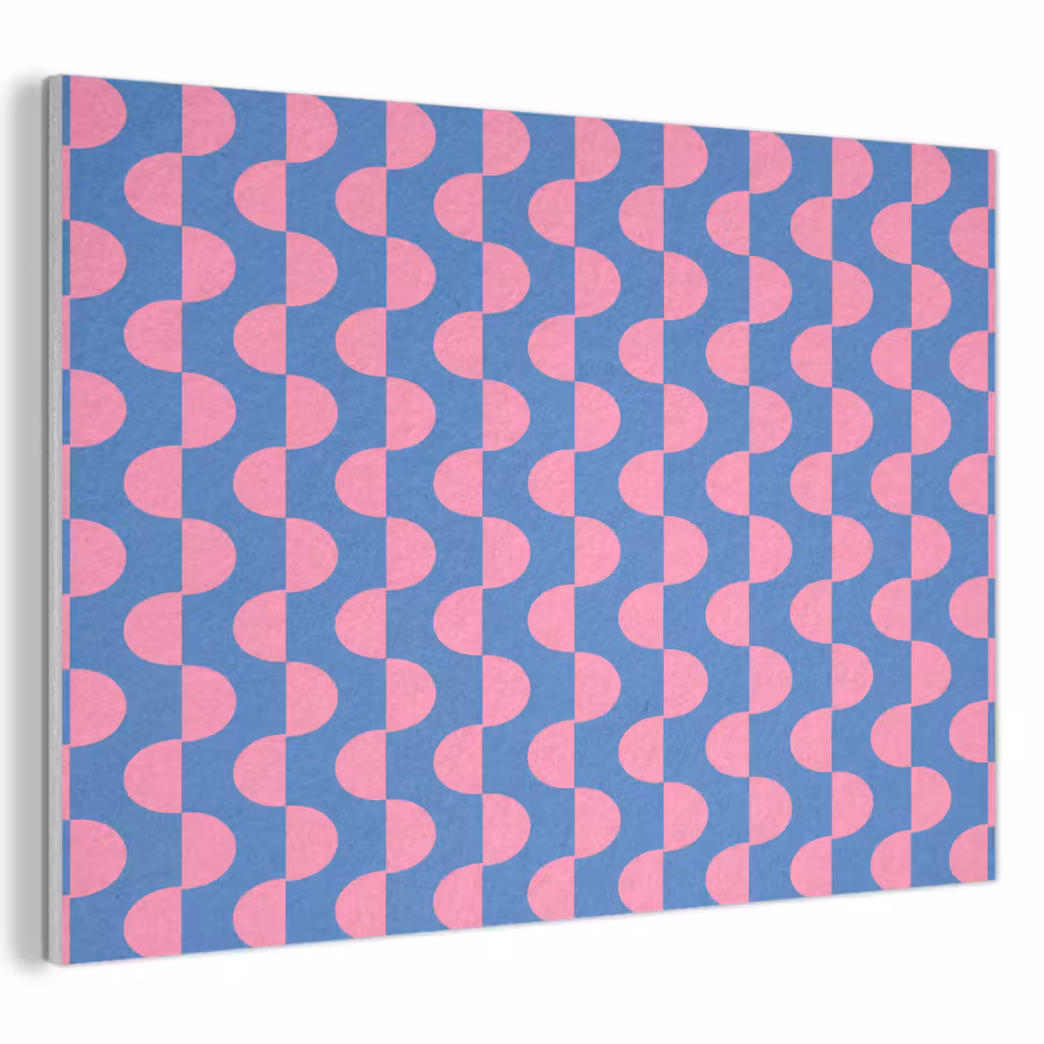 Patroon - Halve cirkels - Abstract - Modern - Roze - Blauw PET vilt klein -3d