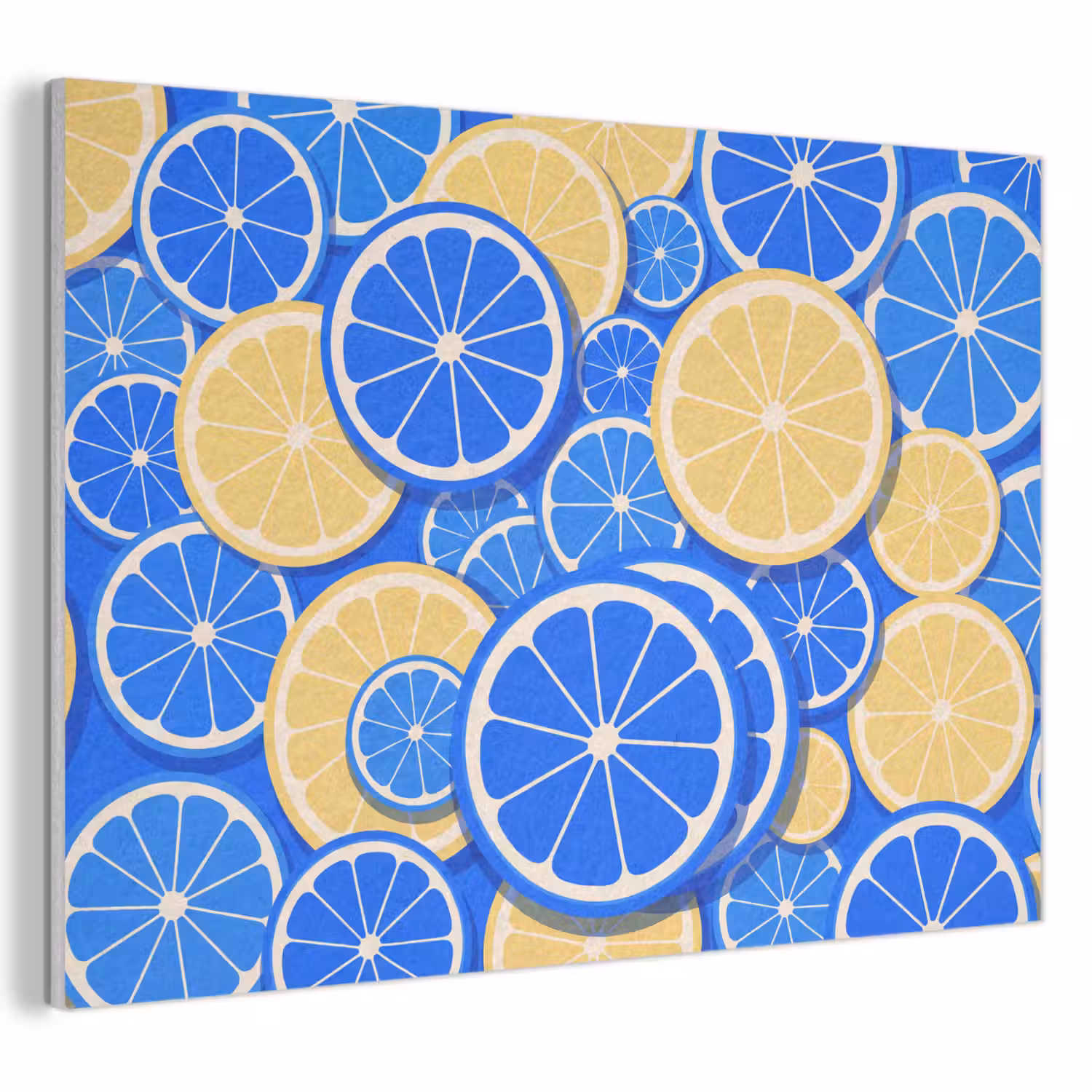 Fruit - Schijven - Patroon - Modern - Blauw - Geel PET vilt klein -3d