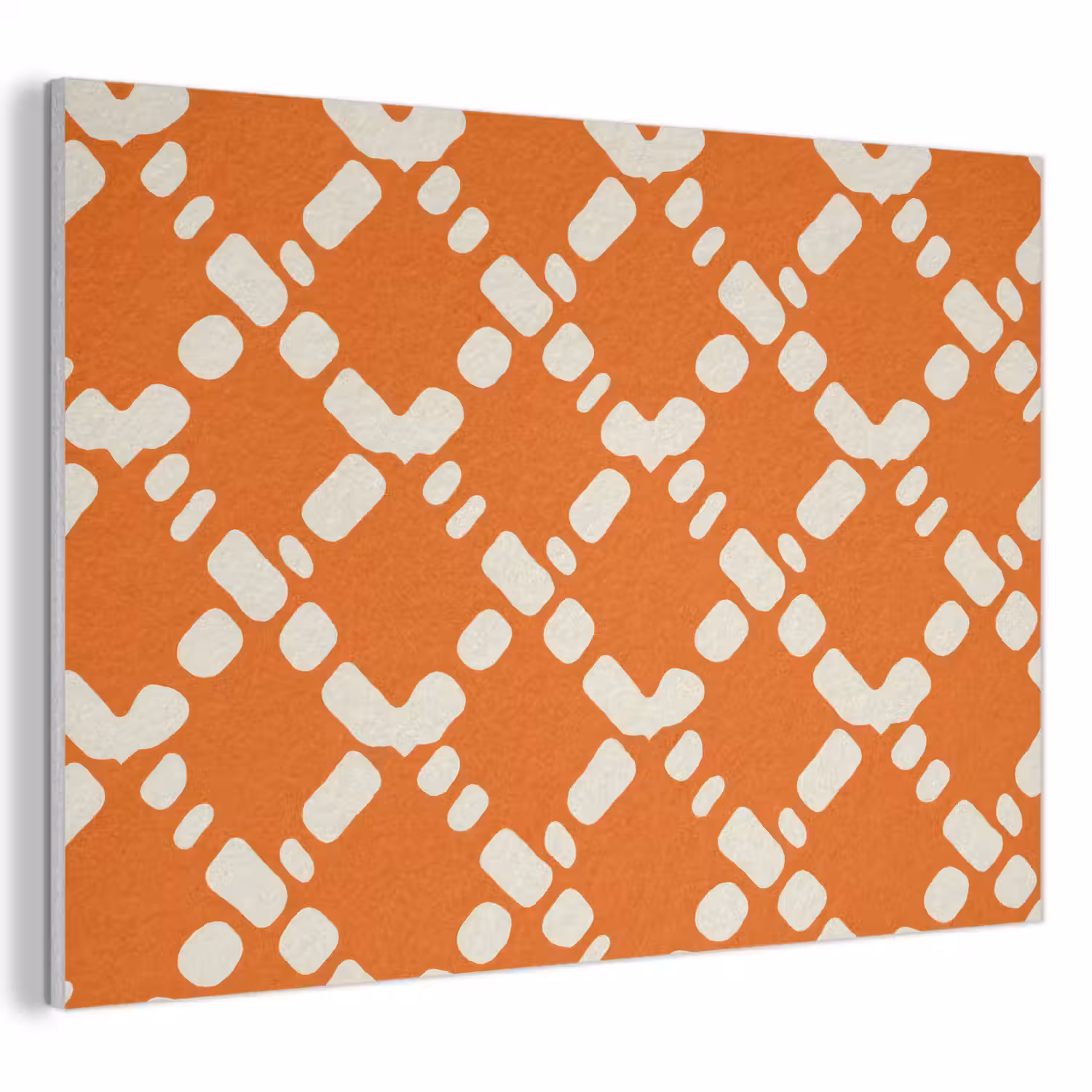 Oranje - Ruitpatroon - Wit PET vilt klein 837 -3d