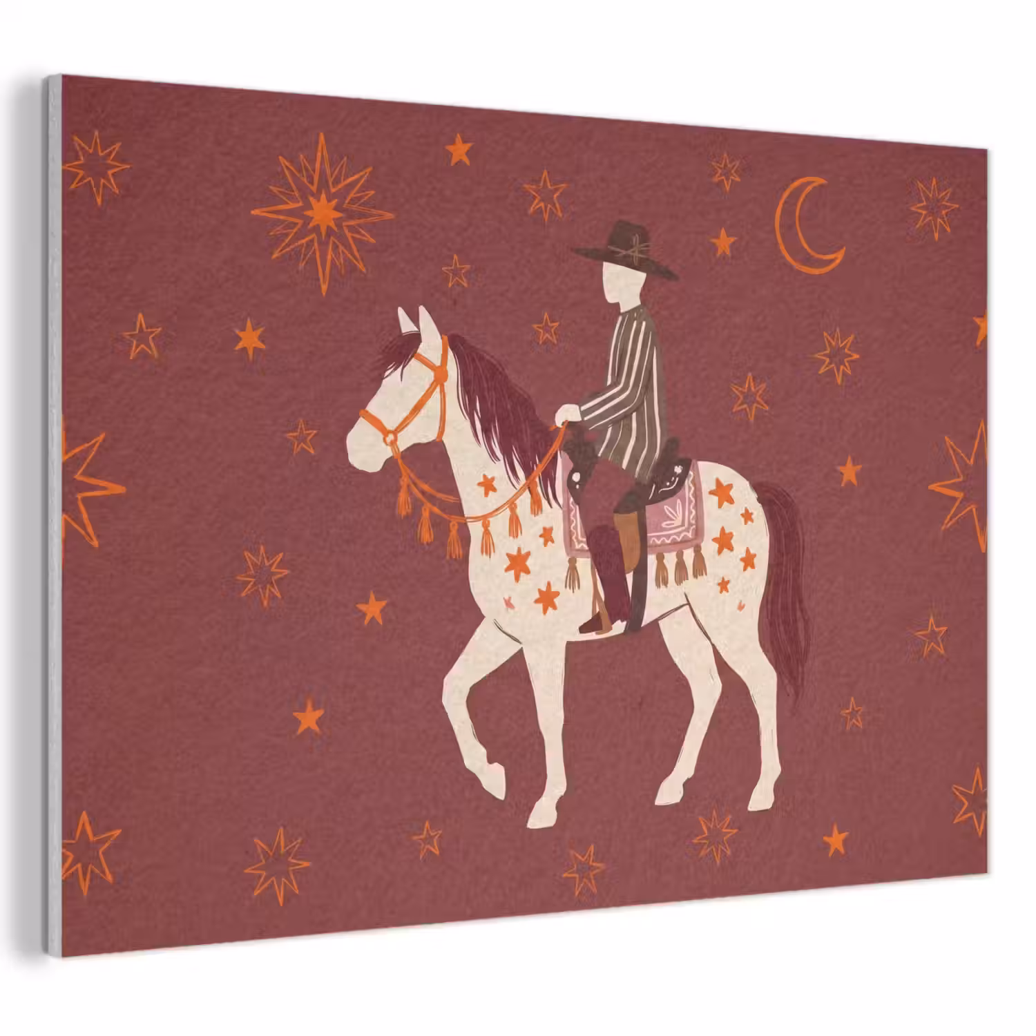 Paard - Ruiter - Sterren - Nacht - Illustratie PET vilt klein -3d