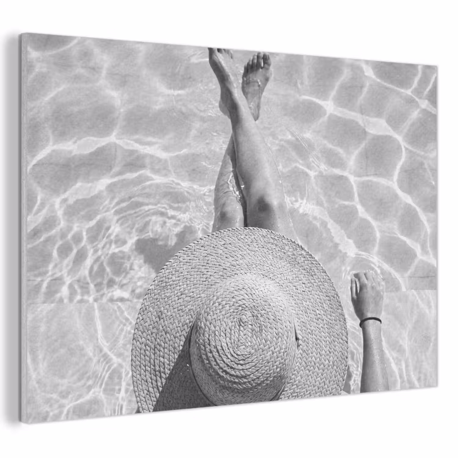 Zwembad - Hoed - Water - Zwart - Wit - Zomers PET vilt klein -3d