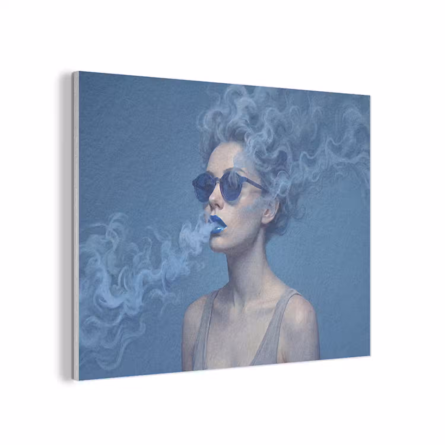 Portret - Zonnebril - Rook - Abstract - Blauw PET vilt klein -3d