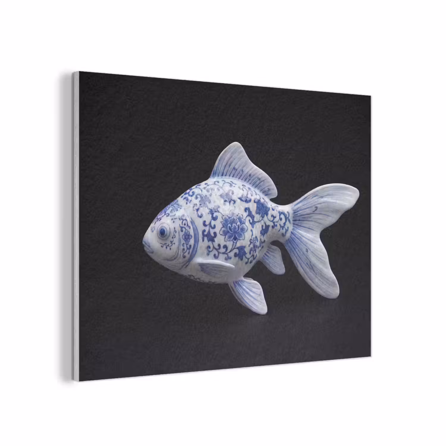 Porselein - Goudvis - Delfts - Blauw PET vilt klein -3d