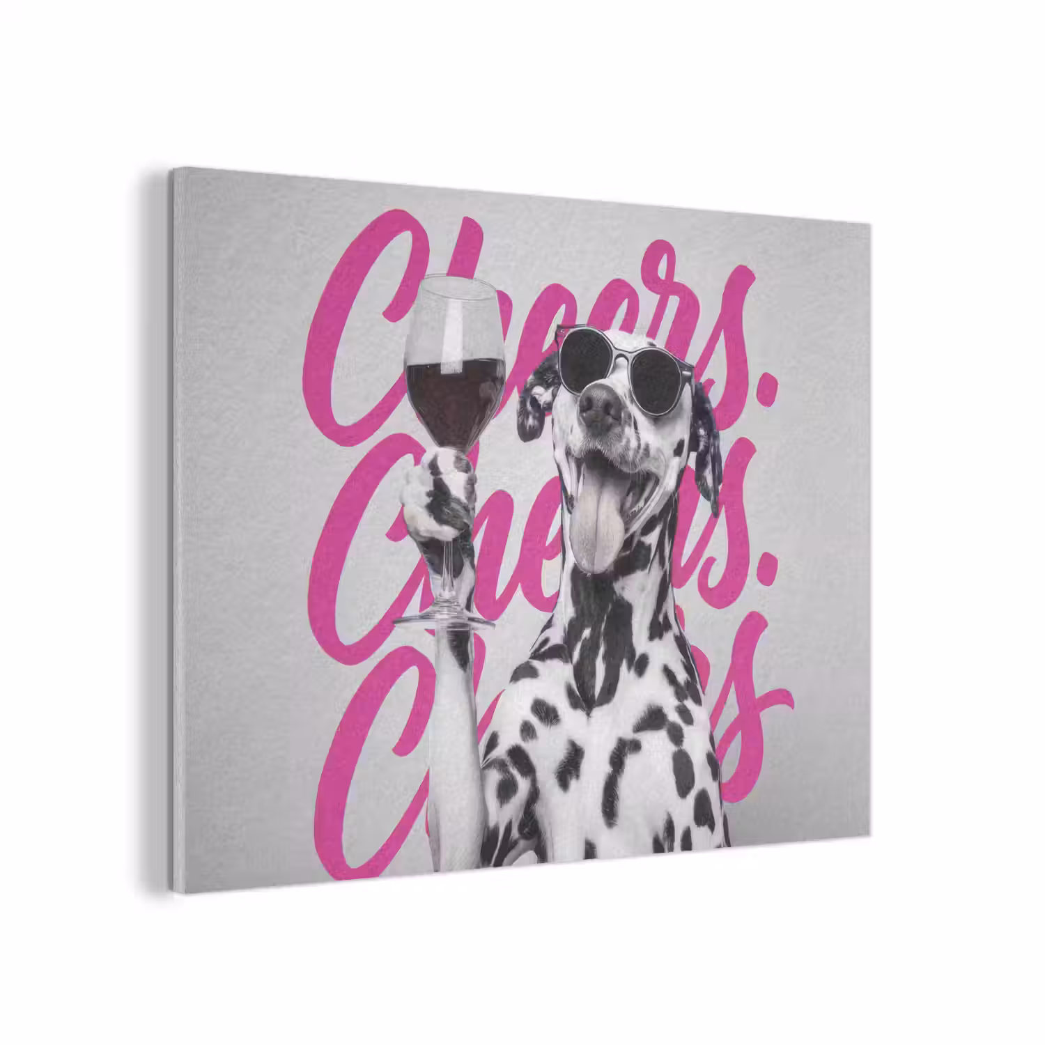 Cheers - Hond - Roze - Wijn PET vilt klein -3d