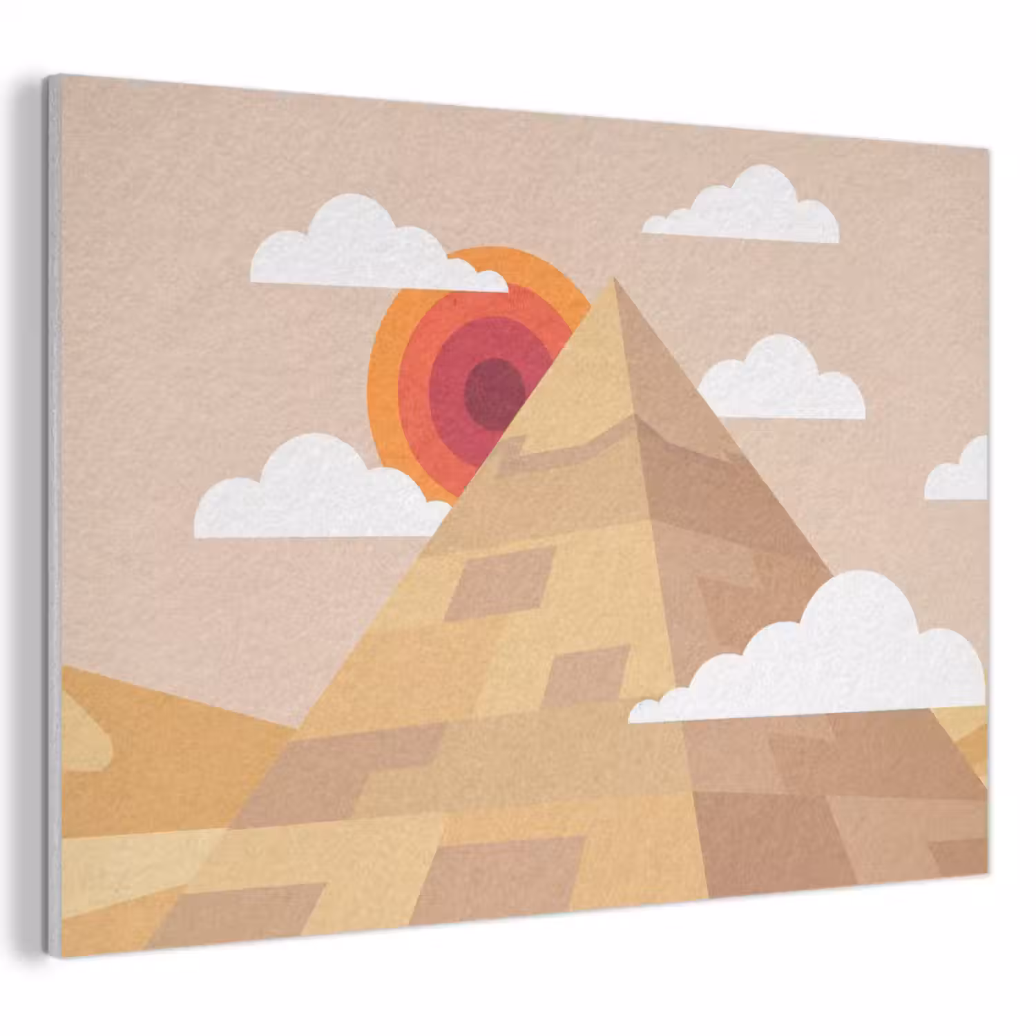 Piramide - Zon - Woestijn - Modern - Oranje PET vilt klein -3d