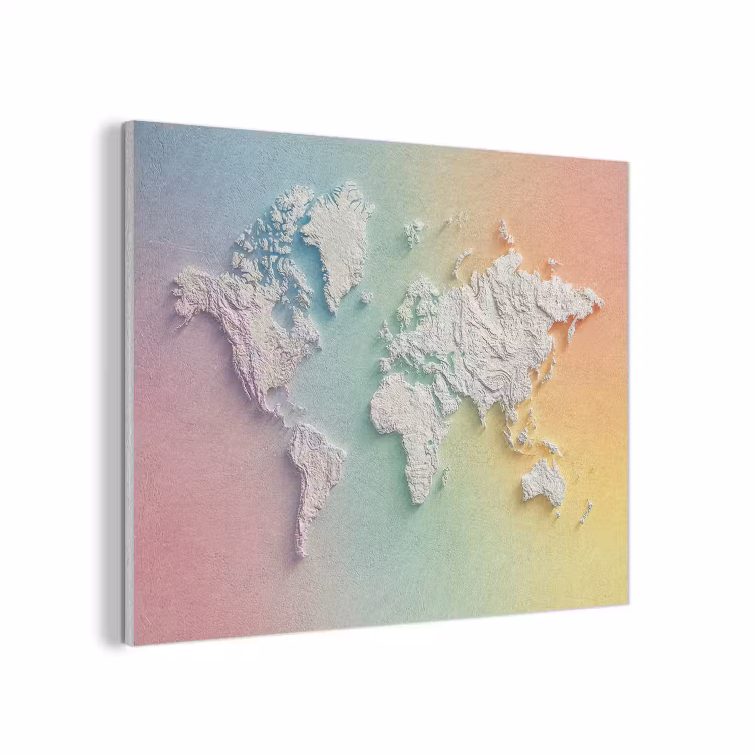 Regenboogkleuren - Wereldkaart - Zacht - Continenten PET vilt klein -3d