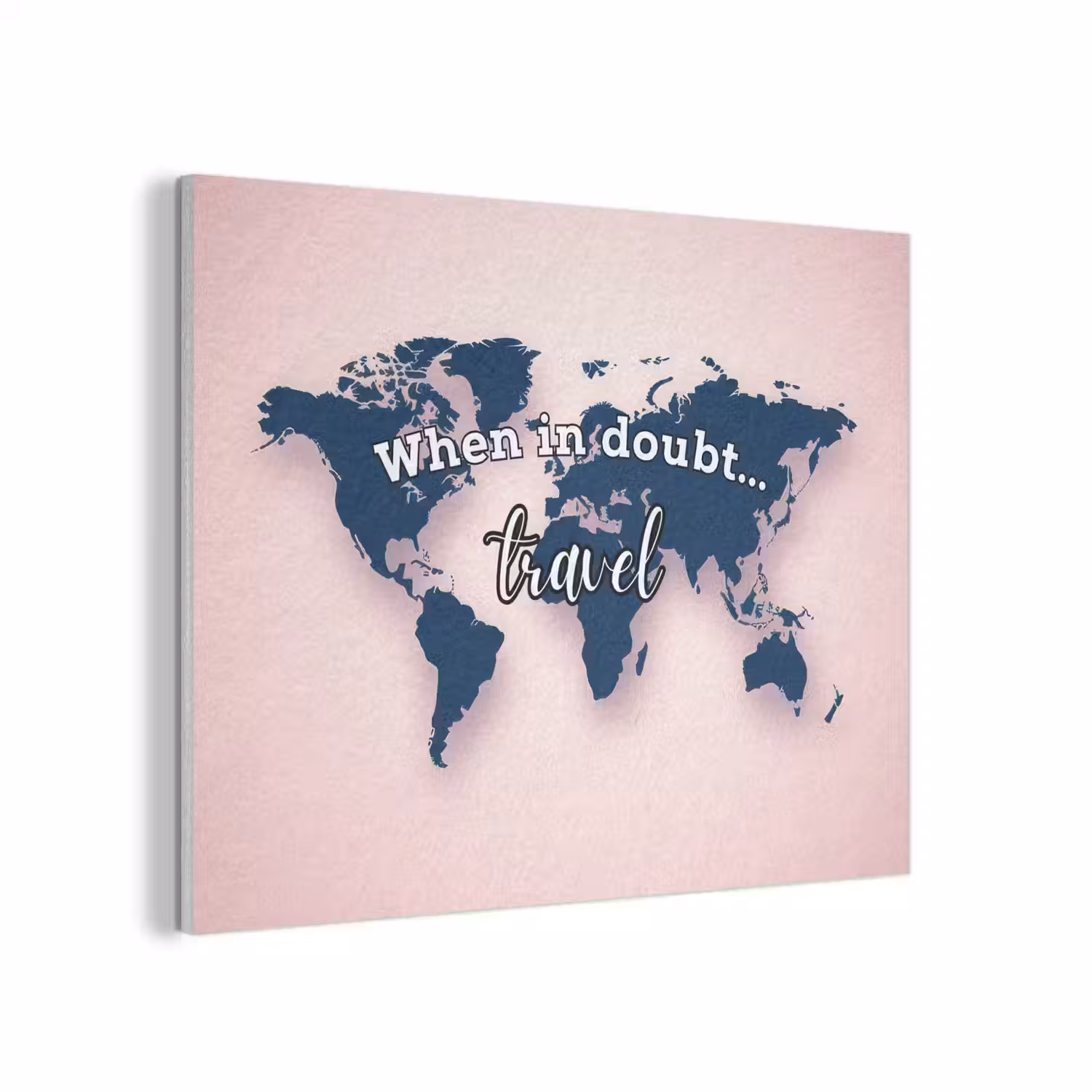 Roze - Quote - Wereldkaart - Travel PET vilt klein -3d