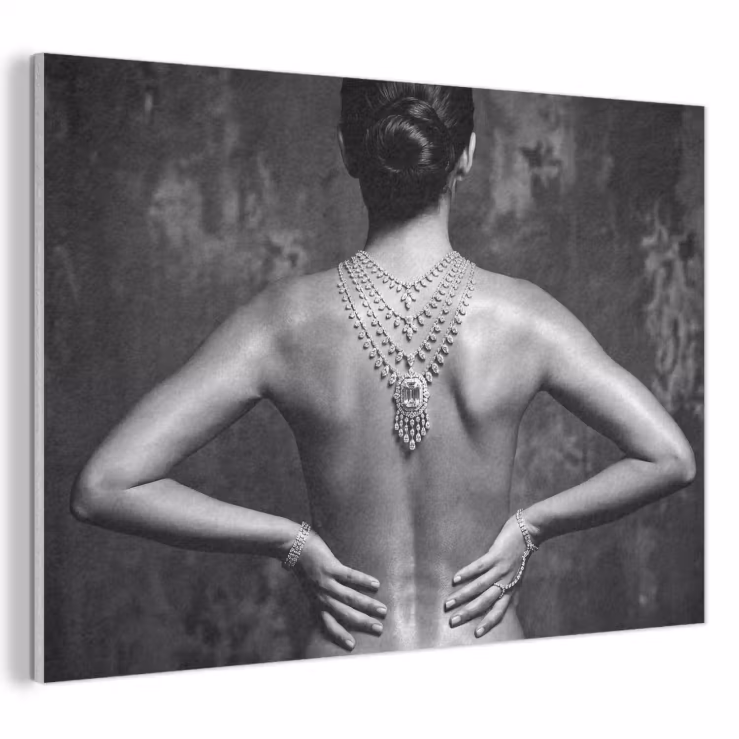 Rug - Ketting - Portret - Zwart - Wit - Glamour PET vilt klein -3d