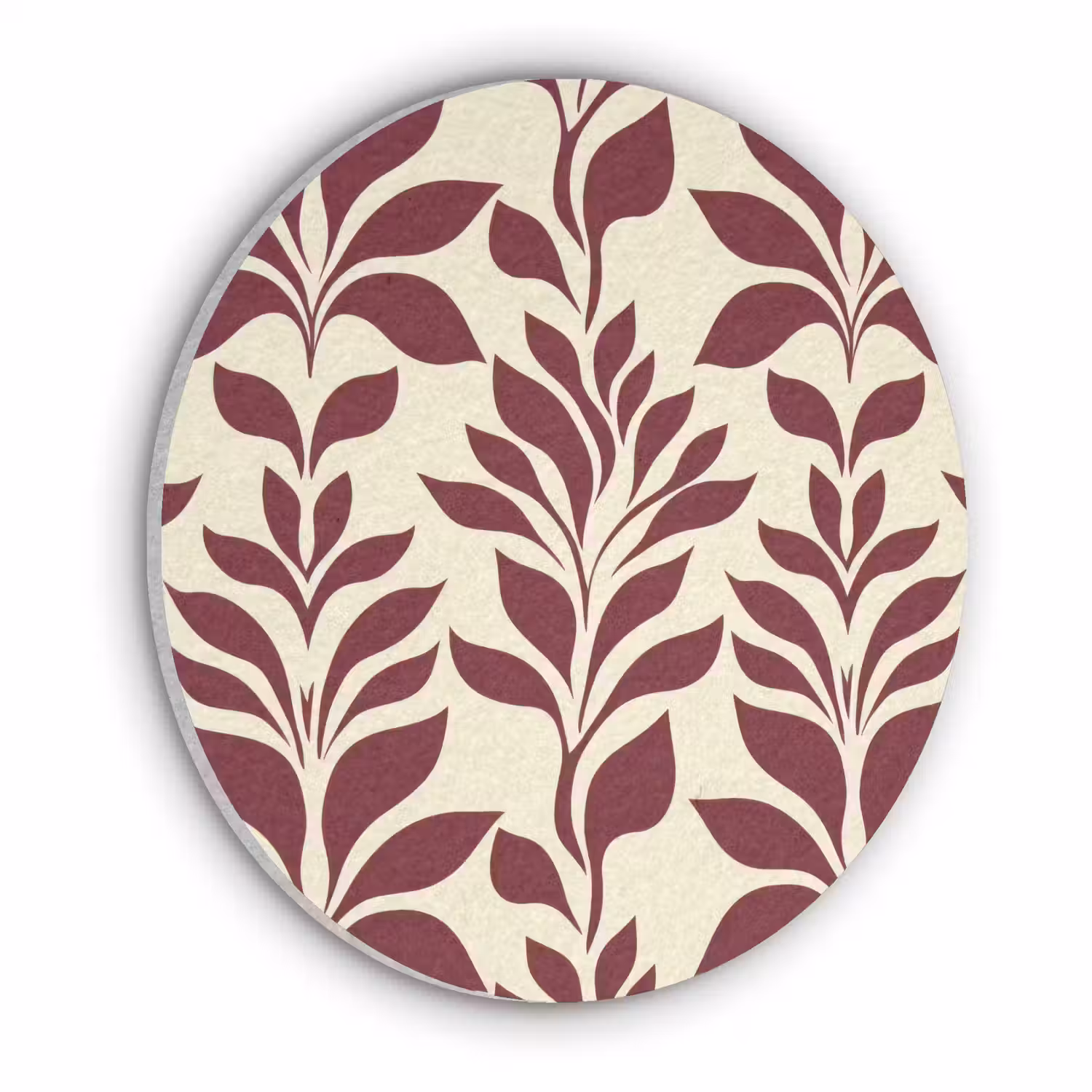 Abstract - Bladeren - Burgundy Akoestische PET Vilt - Rond klein 838 -3d