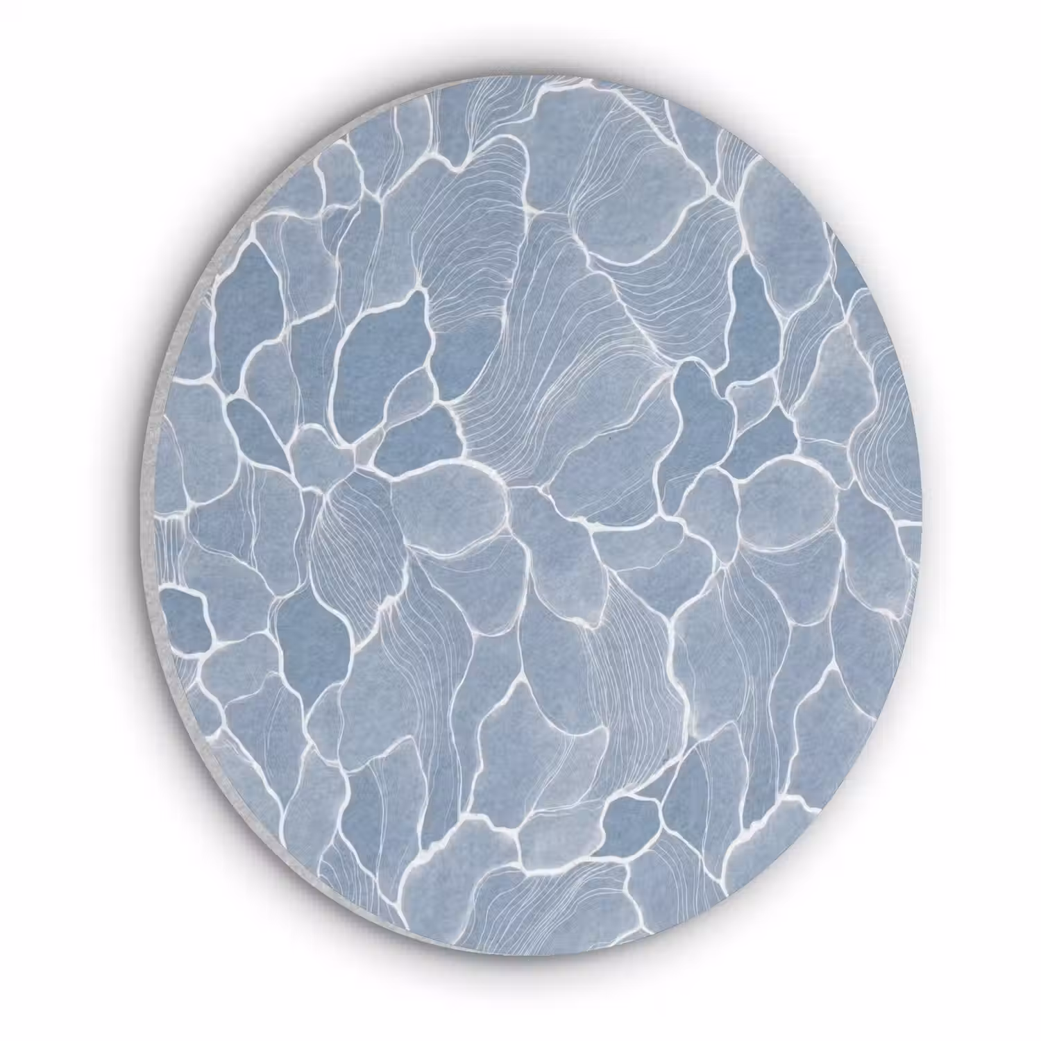 Abstract - Blauw - Bladeren Akoestische PET Vilt - Rond klein -3d