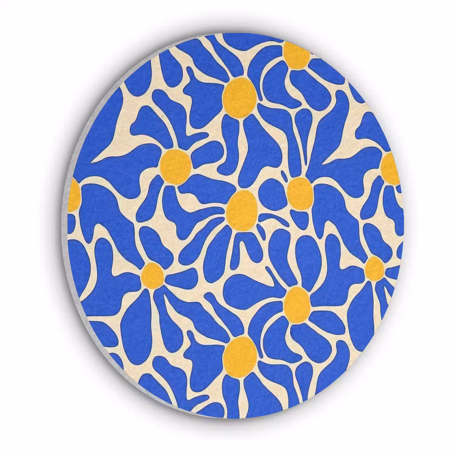 Abstract - Bloem - Blauw Akoestische PET Vilt - Rond klein 838 -3d