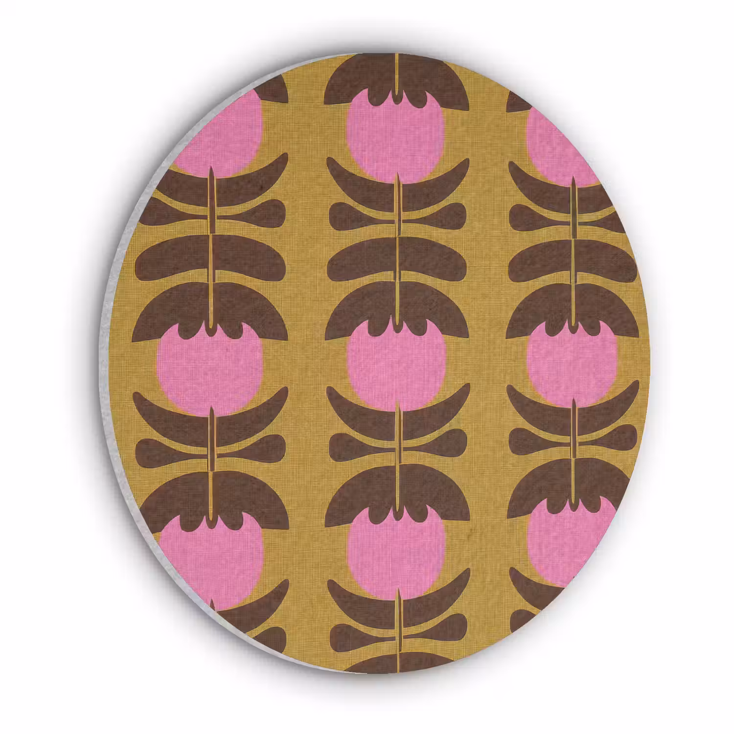 Abstract - Bloemen - Roze Akoestische PET Vilt - Rond klein 838 -3d