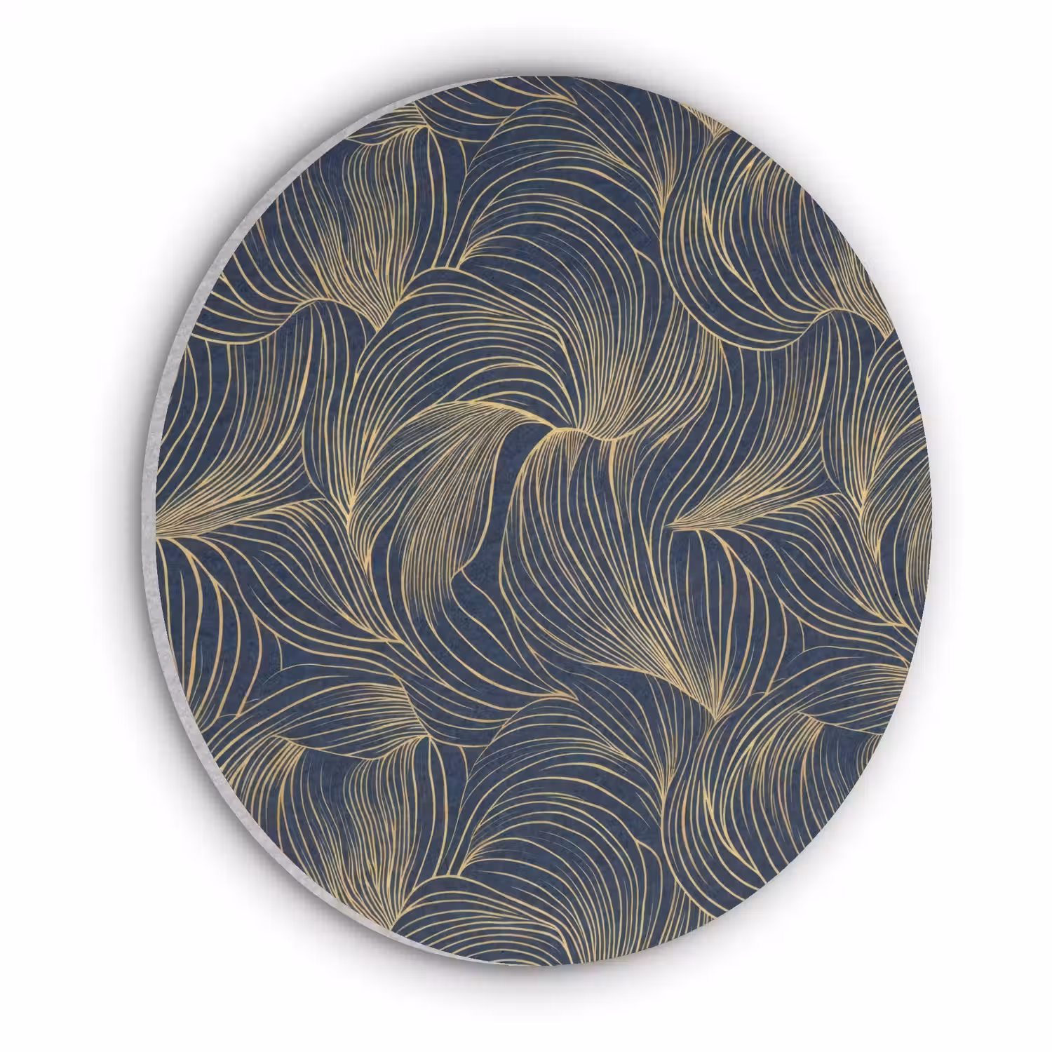 Abstract - Lijnen - Blauw - Goud Akoestische PET Vilt - Rond klein 838 -3d