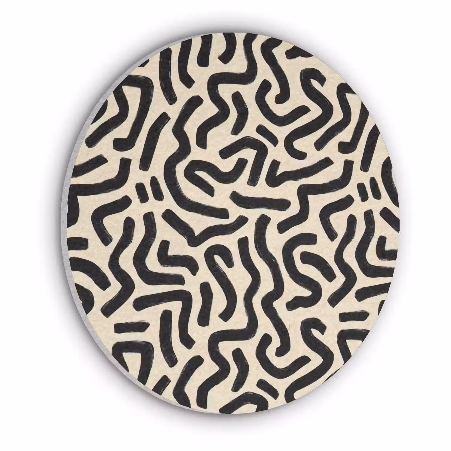 Abstract - Lijnen - Zwart Akoestische PET Vilt - Rond klein 838 -3d