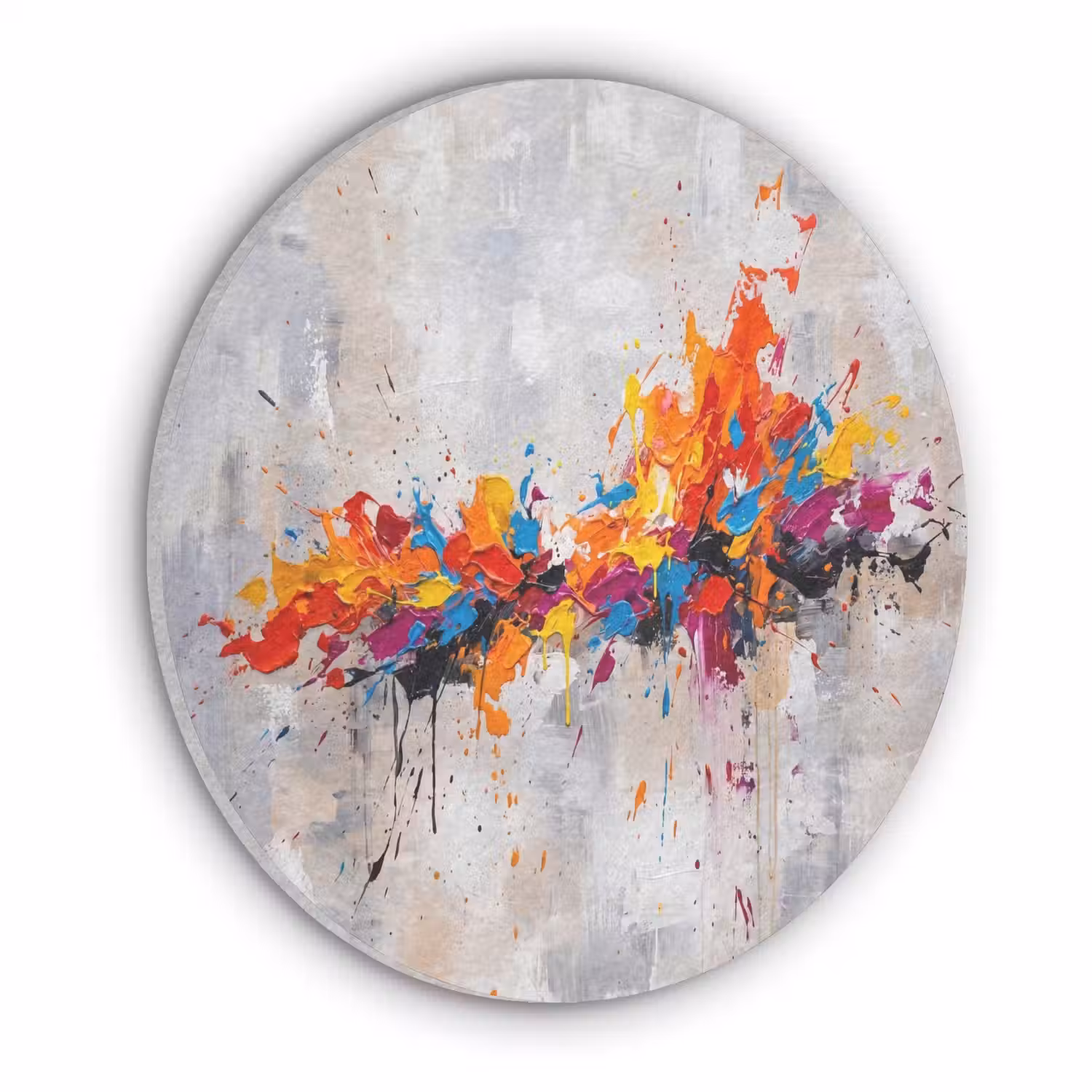 Abstract - Schilderij - Kleurrijk - Dynamisch Akoestische PET Vilt - Rond klein -3d