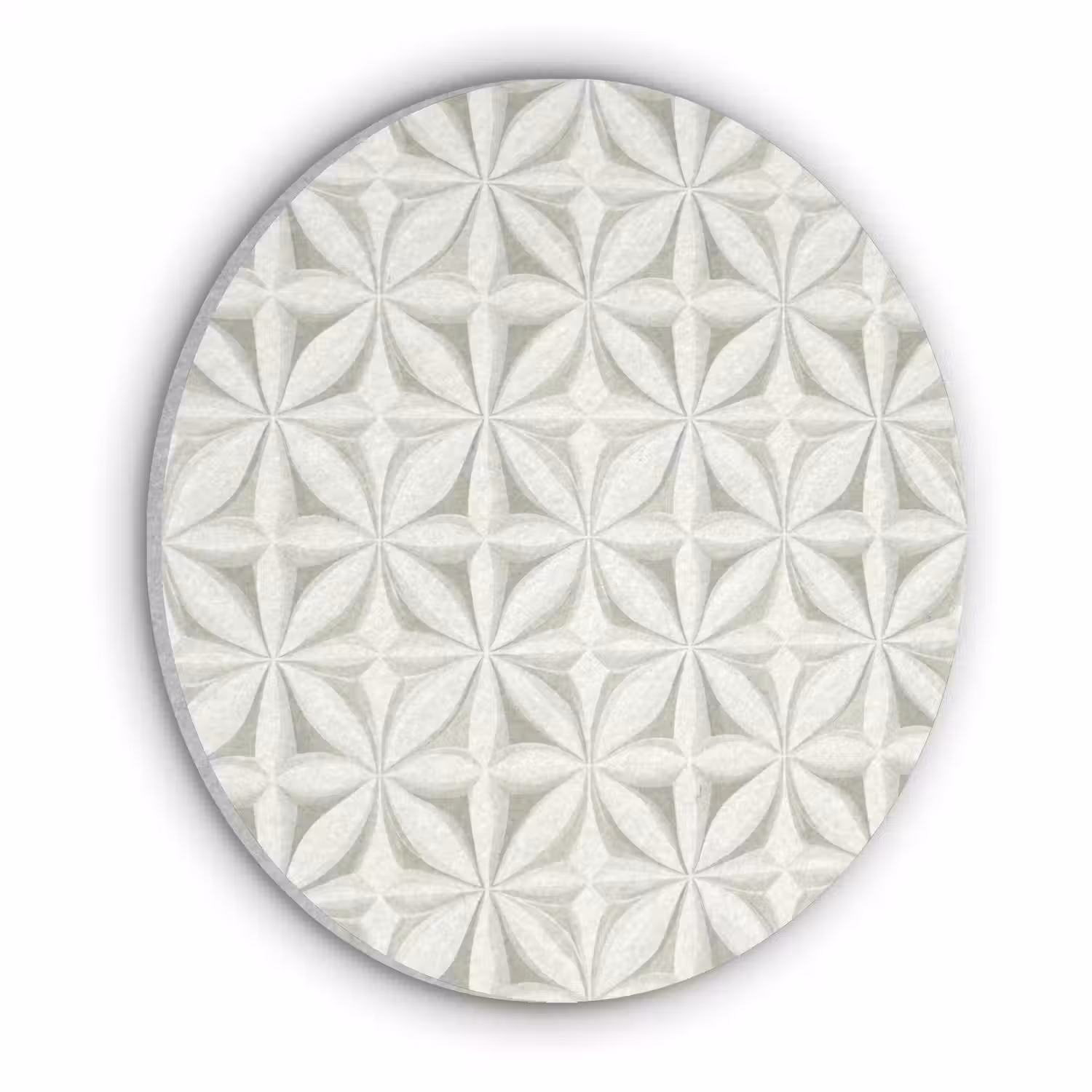 Abstract - Structuur - Grijs - Wit Akoestische PET Vilt - Rond klein 838 -3d