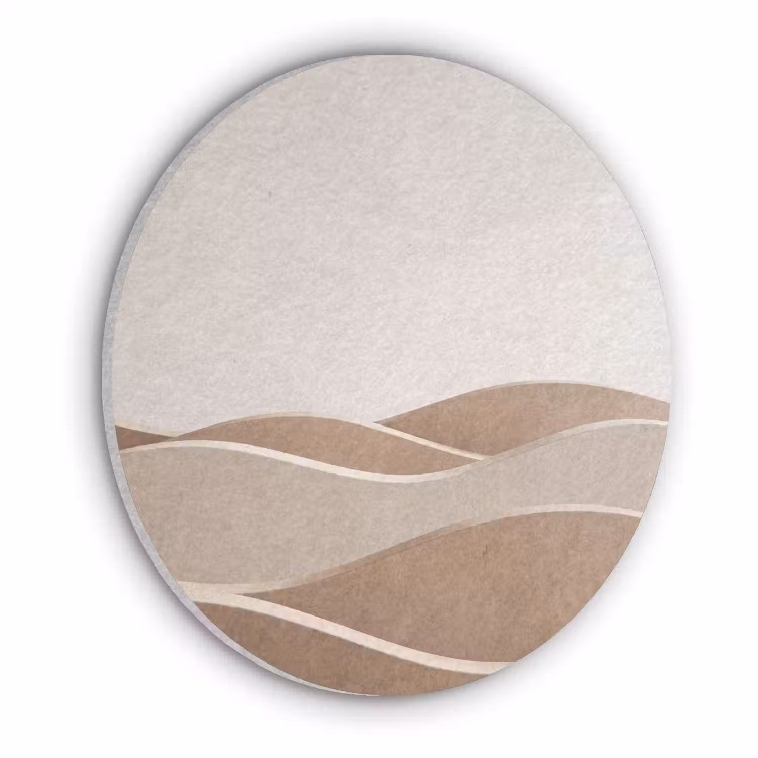 Abstract - Golven - Modern - Beige Akoestische PET Vilt - Rond klein -3d