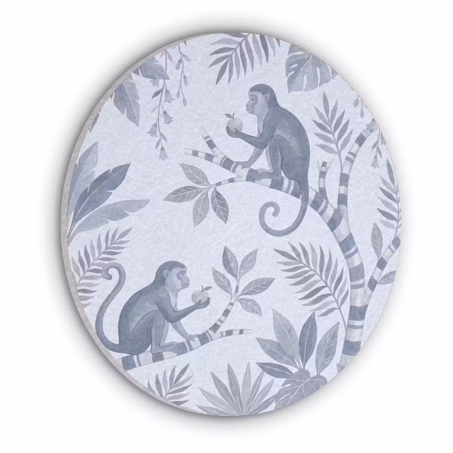 Aap - Boom - Bladeren - Jungle - Illustratie Akoestische PET Vilt - Rond klein -3d