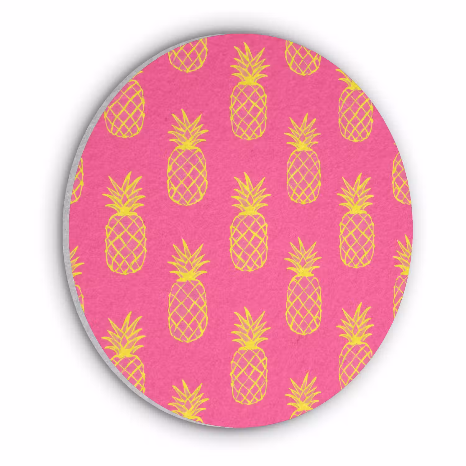 Ananas - Trendy - Roze Akoestische PET Vilt - Rond klein 838 -3d
