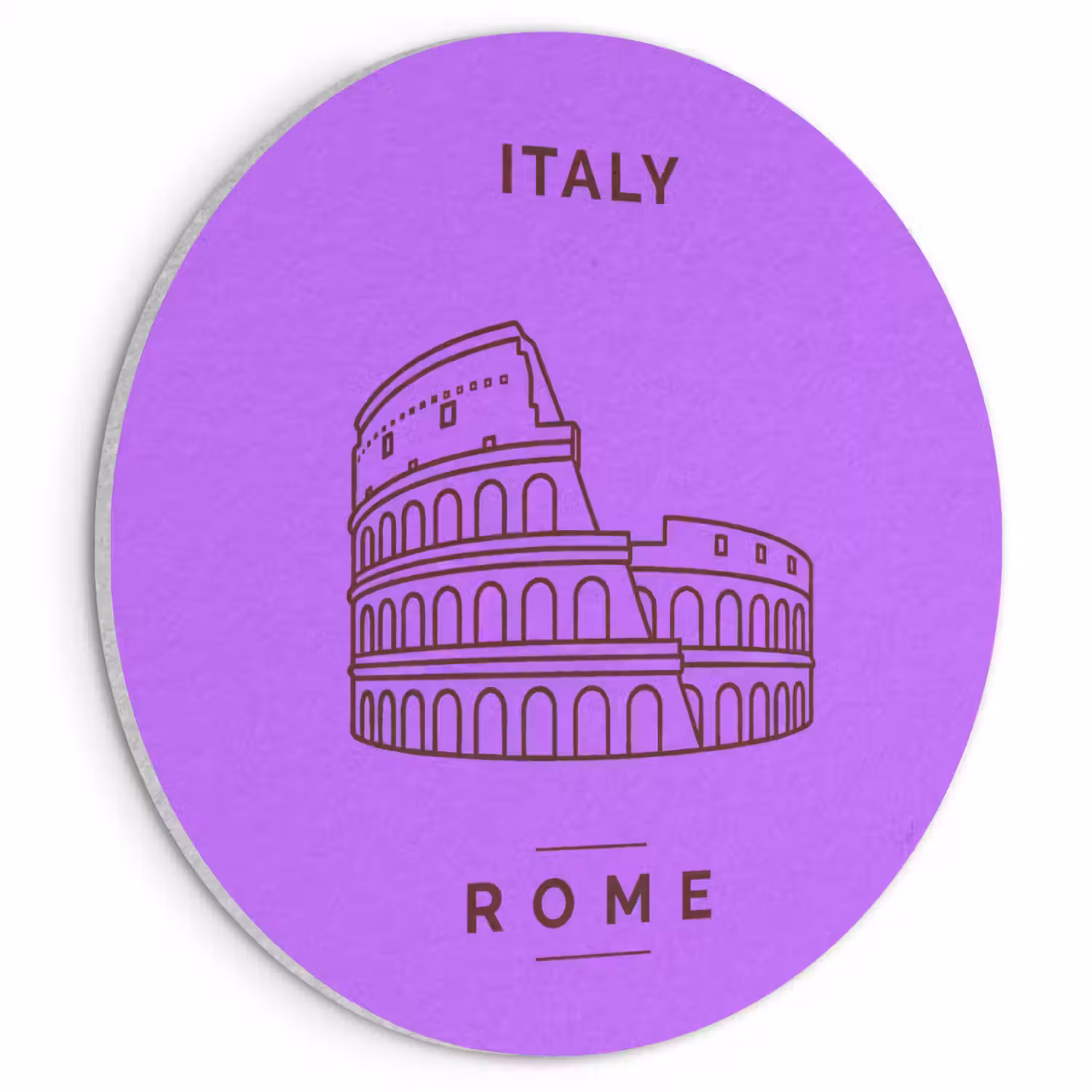 Architectuur - Colosseum - Rome - Minimalistisch - Paars Akoestische PET Vilt - Rond klein -3d