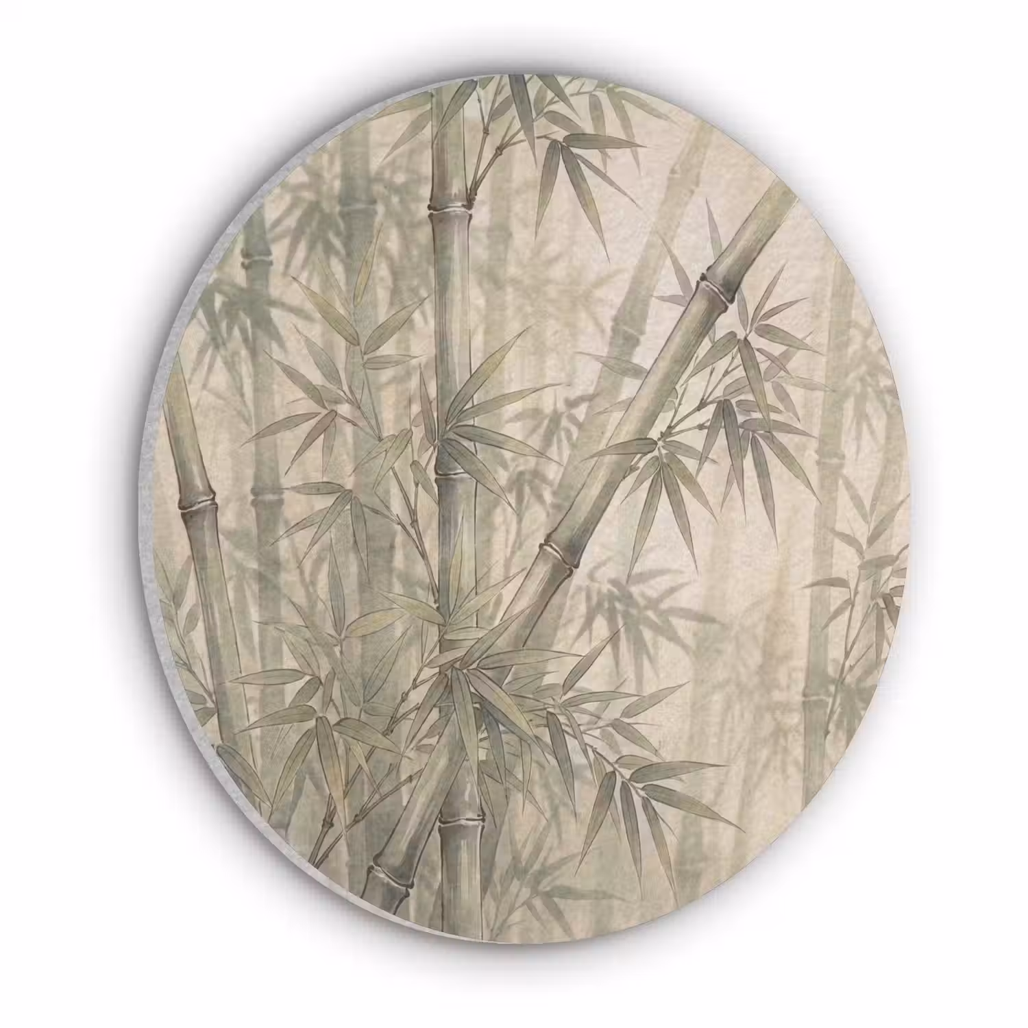 Bamboe - Bladeren - Aziatisch - Groen - Natuur Akoestische PET Vilt - Rond klein -3d