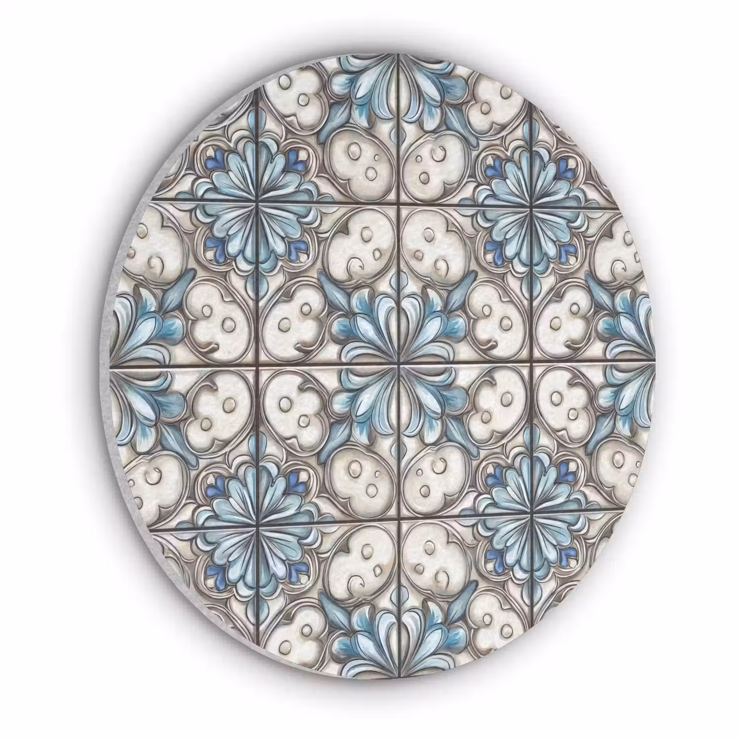 Barok - Tegel - Kleurrijk Akoestische PET Vilt - Rond klein 838 -3d