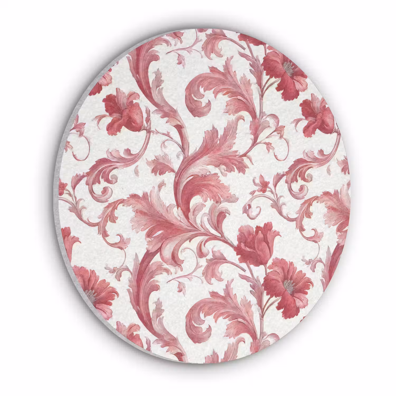 Barok - Patroon - Rood Akoestische PET Vilt - Rond klein 838 -3d