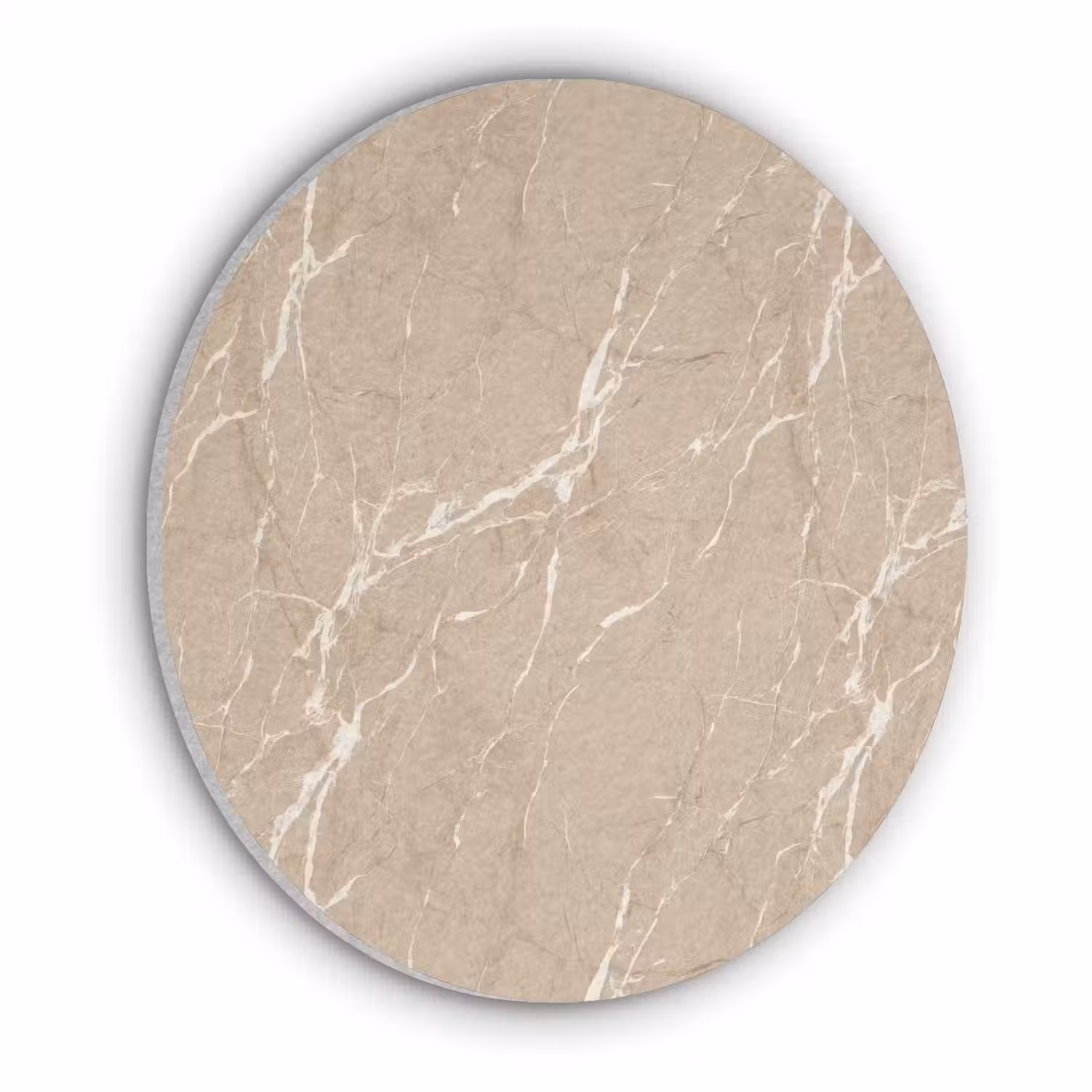 Beige - Marmer - Organisch - Wit Akoestische PET Vilt - Rond klein 838 -3d