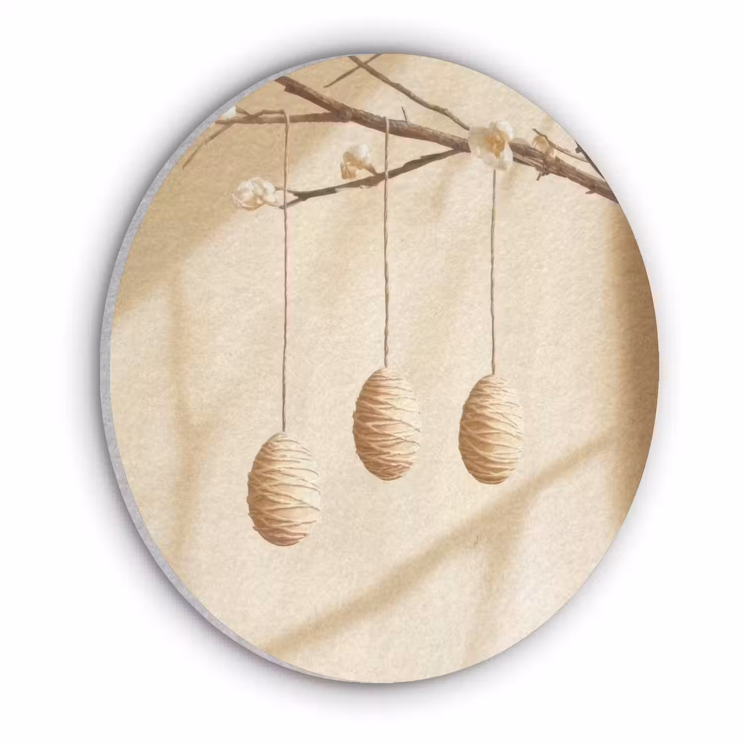 Beige - Paastak - Eieren Akoestische PET Vilt - Rond klein -3d