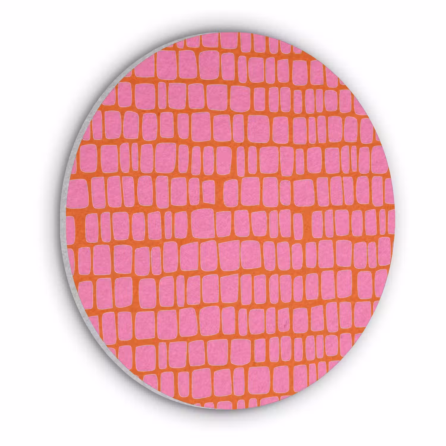 Organisch - Raster - Roze Akoestische PET Vilt - Rond klein 838 -3d