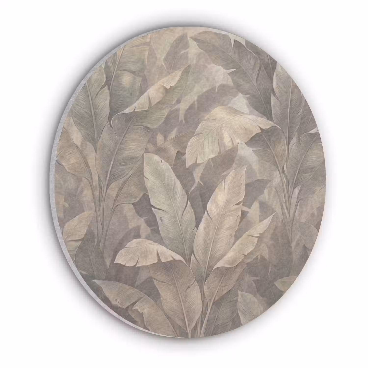 Bladeren - Tropisch - Natuur - Modern - Beige Akoestische PET Vilt - Rond klein -3d