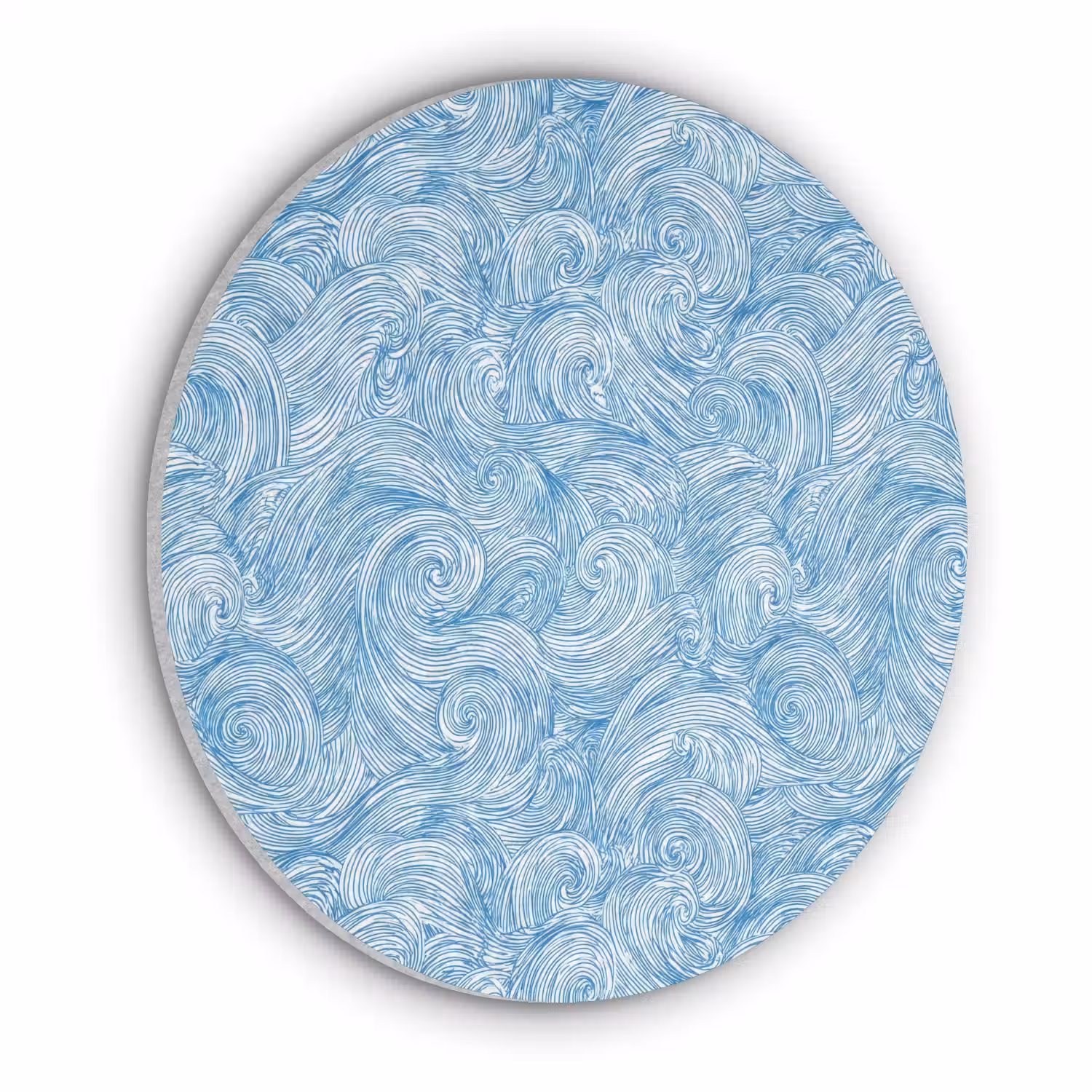 Blauw - Wit - Spiraal - Golven - Lijnen Akoestische PET Vilt - Rond klein 838 -3d