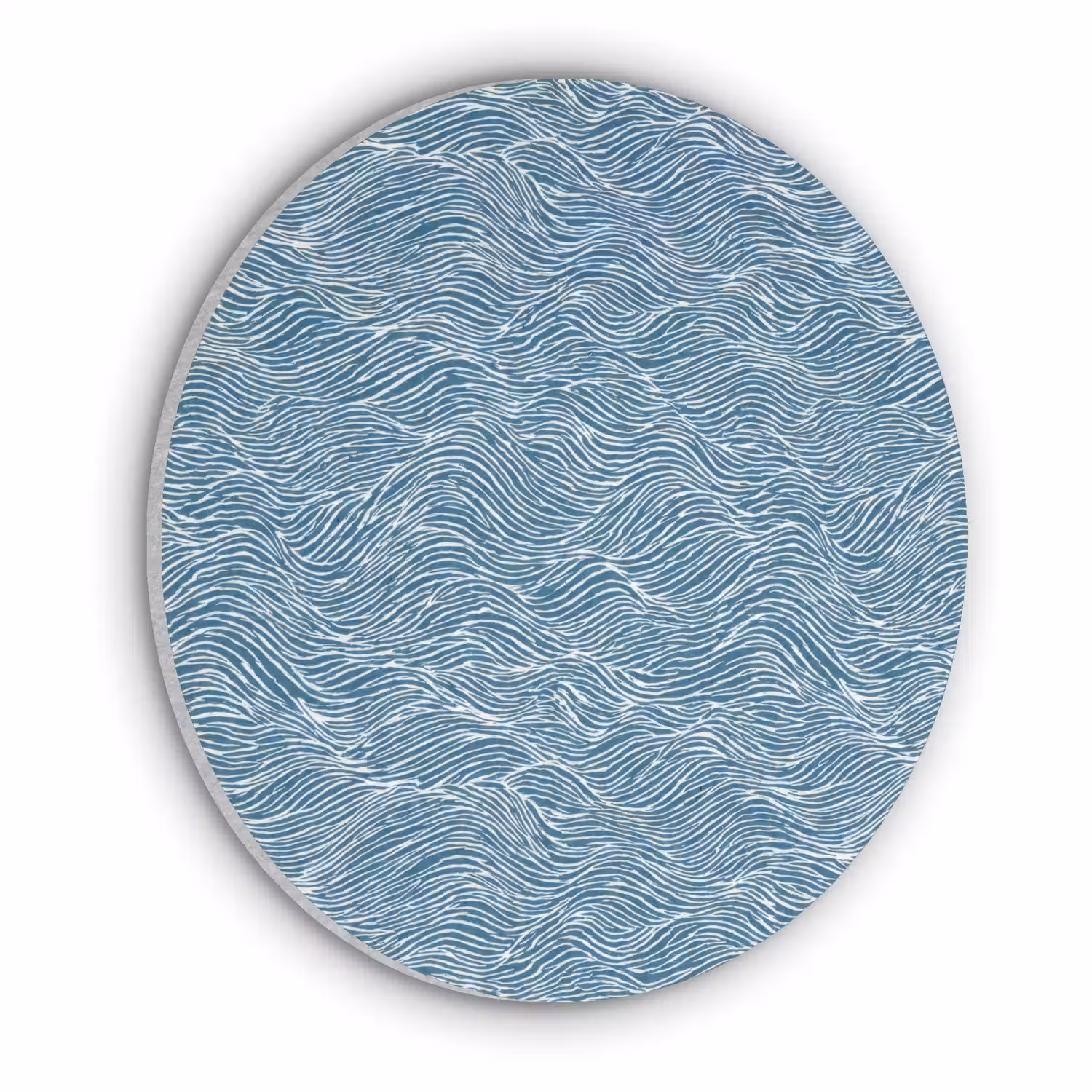 Blauw - Wit - Golven - Getekend - Textuur Akoestische PET Vilt - Rond klein 838 -3d