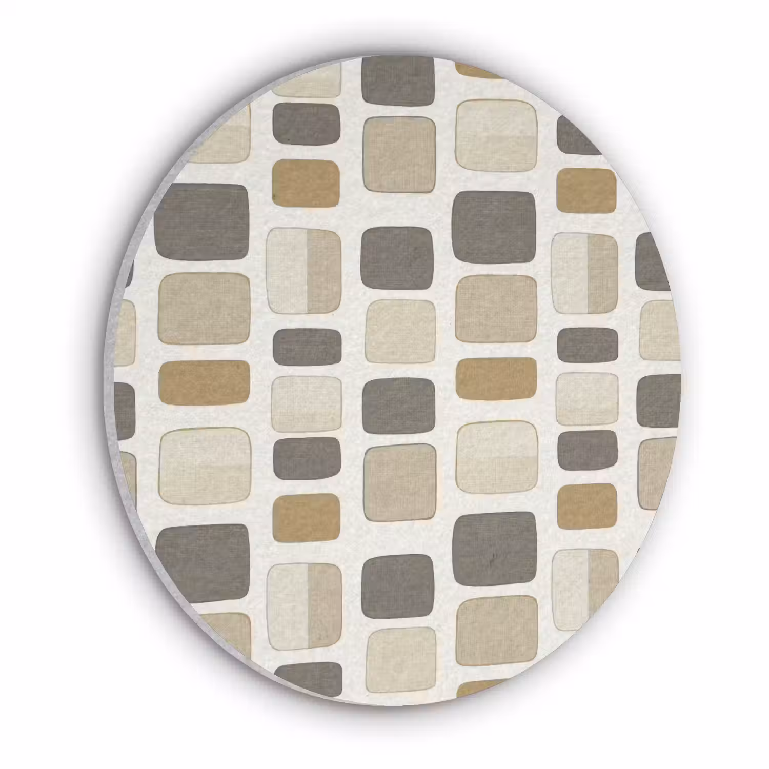 Blokken - Vintage - Grijs Akoestische PET Vilt - Rond klein 838 -3d