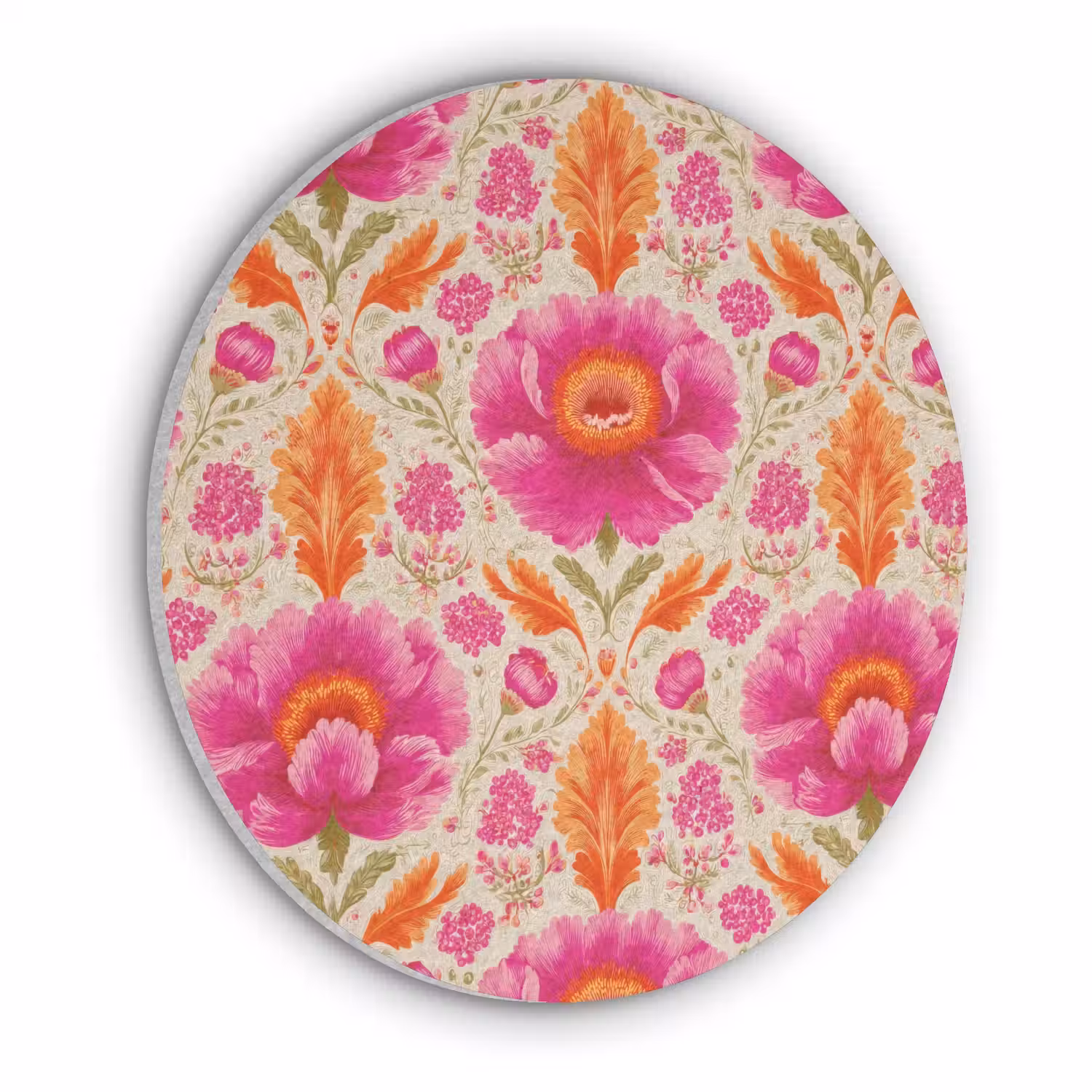 Bloemen - Barok - Roze - Oranje Akoestische PET Vilt - Rond klein 838 -3d
