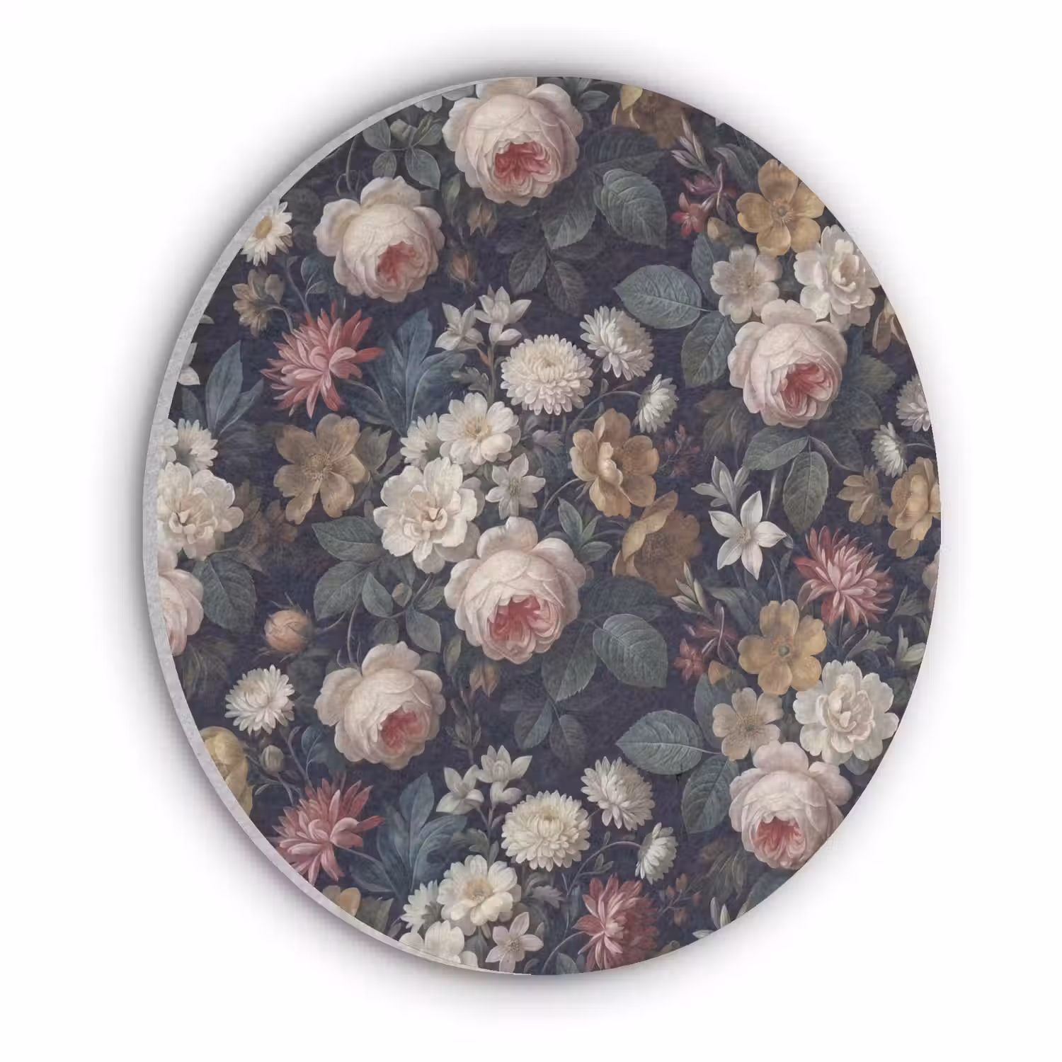 Bloemen - Boeket - Botanisch - Vintage - Donkere achtergrond Akoestische PET Vilt - Rond klein -3d