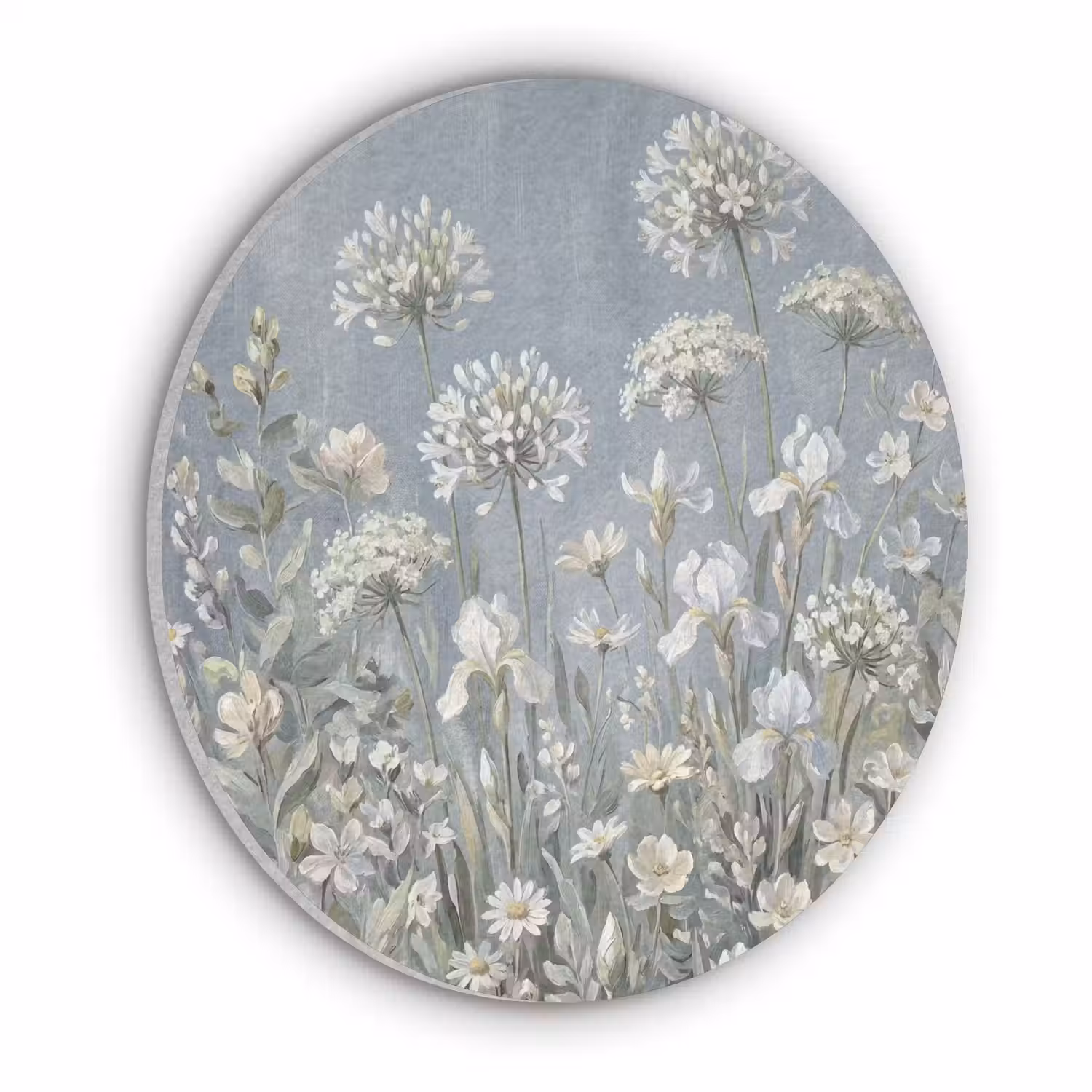 Bloemen - Botanisch - Blauw Akoestische PET Vilt - Rond klein -3d