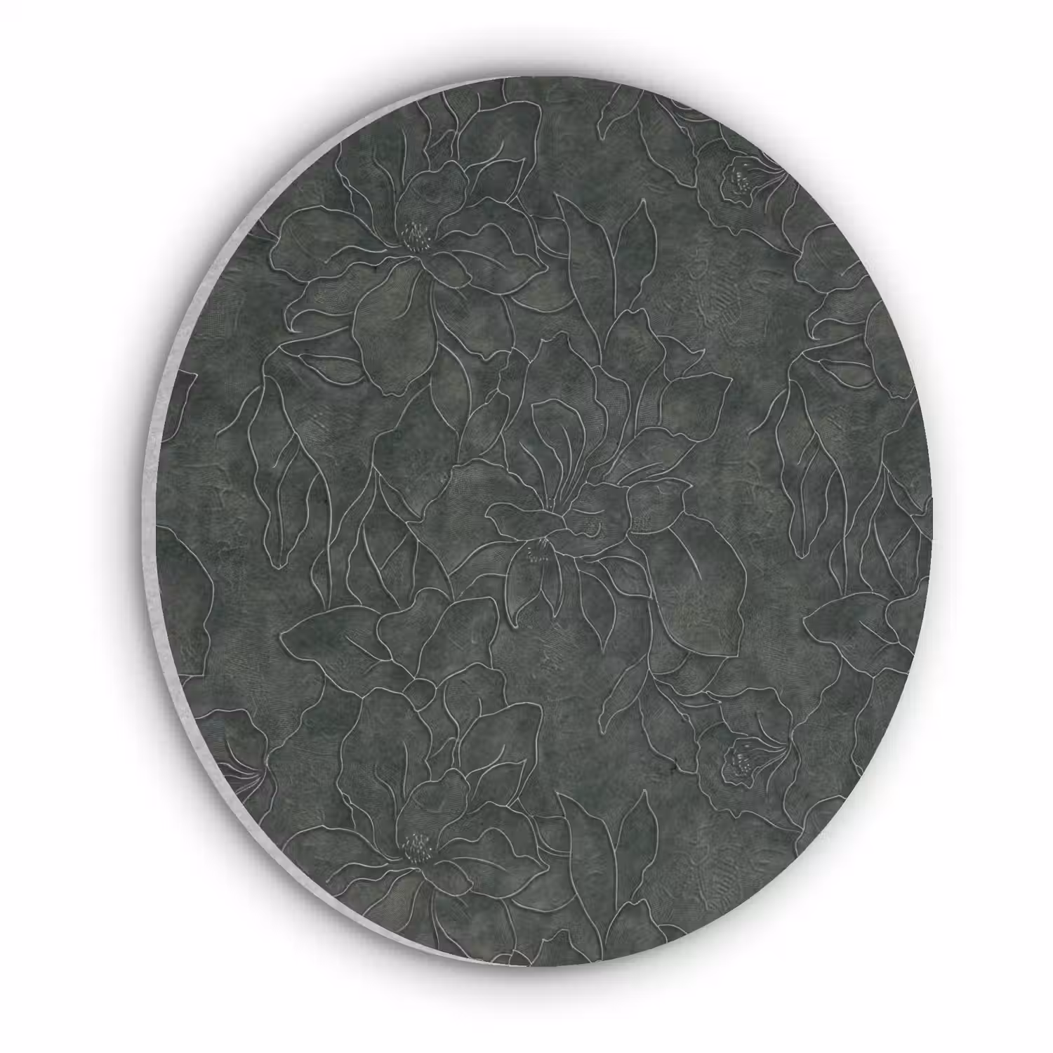 Bloemen - Lijnen - Groen Akoestische PET Vilt - Rond klein 838 -3d