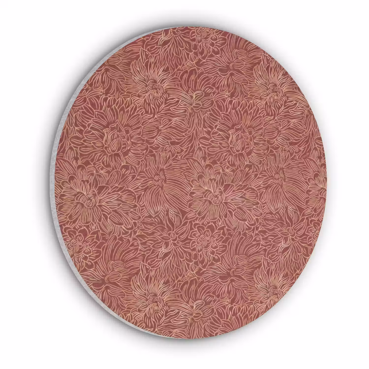 Bloemen - Motief - Rood Akoestische PET Vilt - Rond klein 838 -3d