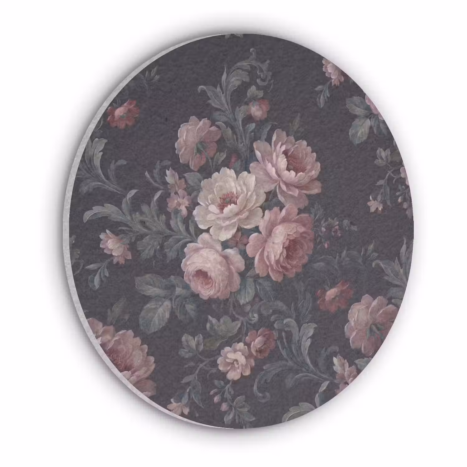 Bloemen - Patroon - Sierlijk - Roze - Donker Akoestische PET Vilt - Rond klein -3d