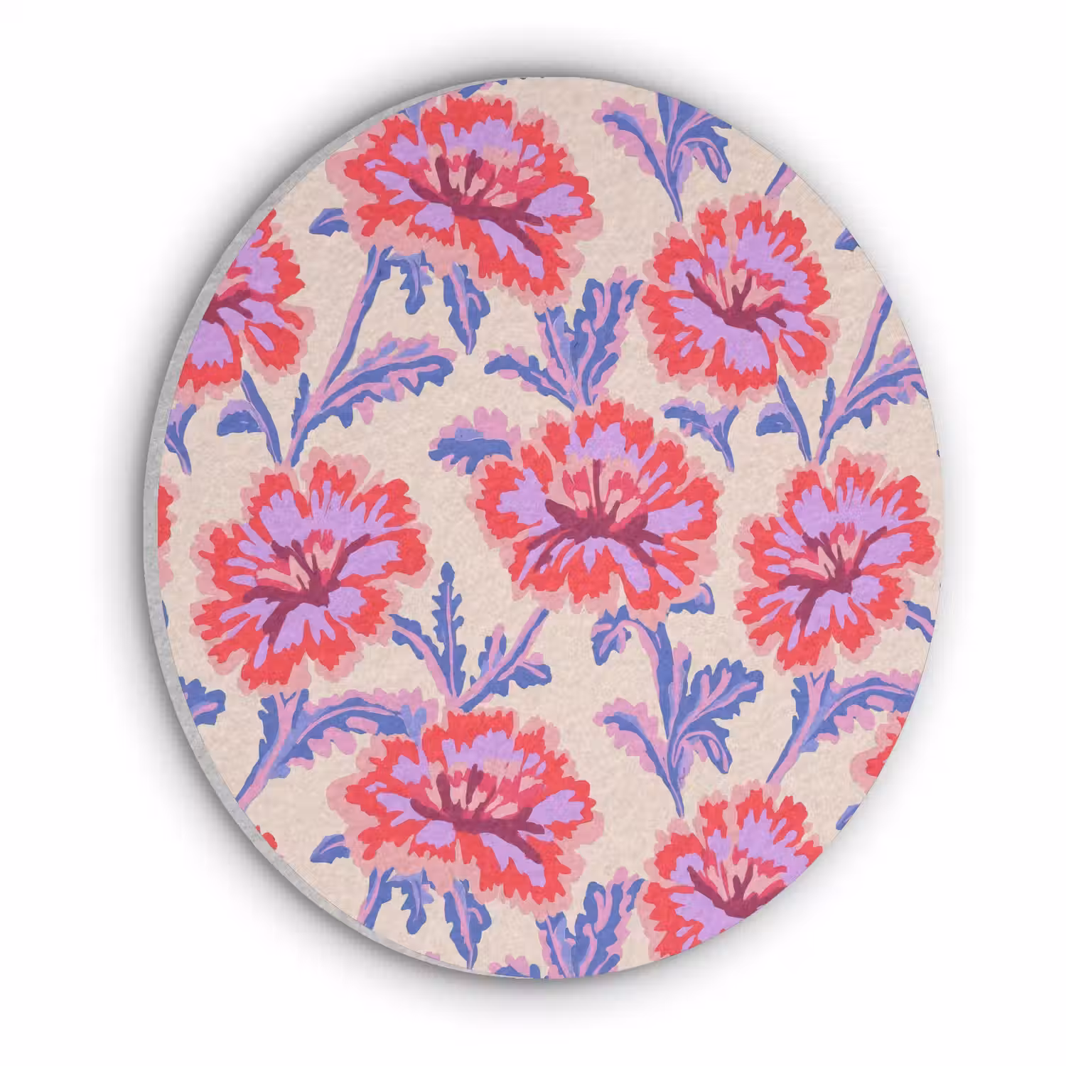 Bloemen - Patroon - Meerkleurig Akoestische PET Vilt - Rond klein 838 -3d