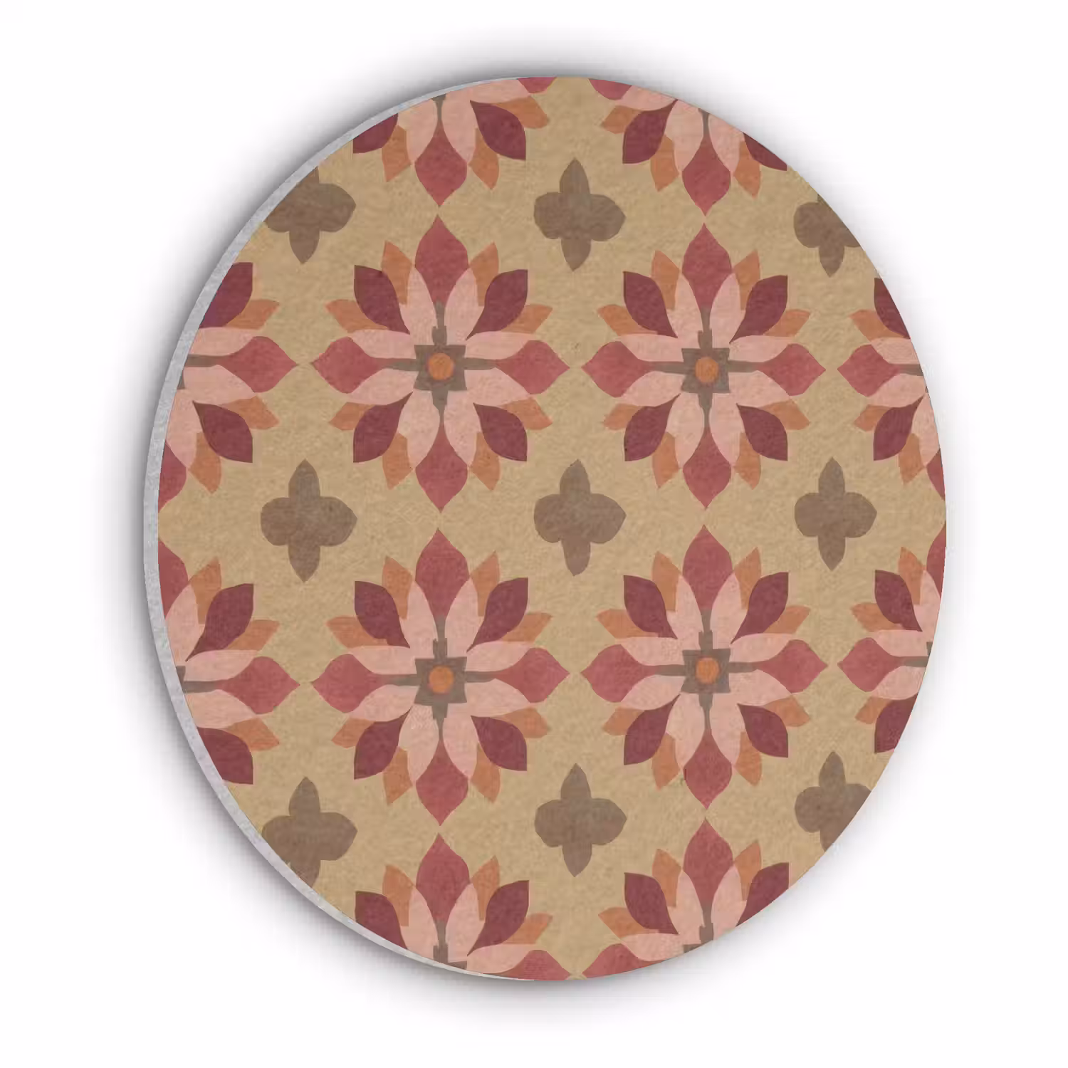 Bloemen - Retro - Groen Akoestische PET Vilt - Rond klein 838 -3d