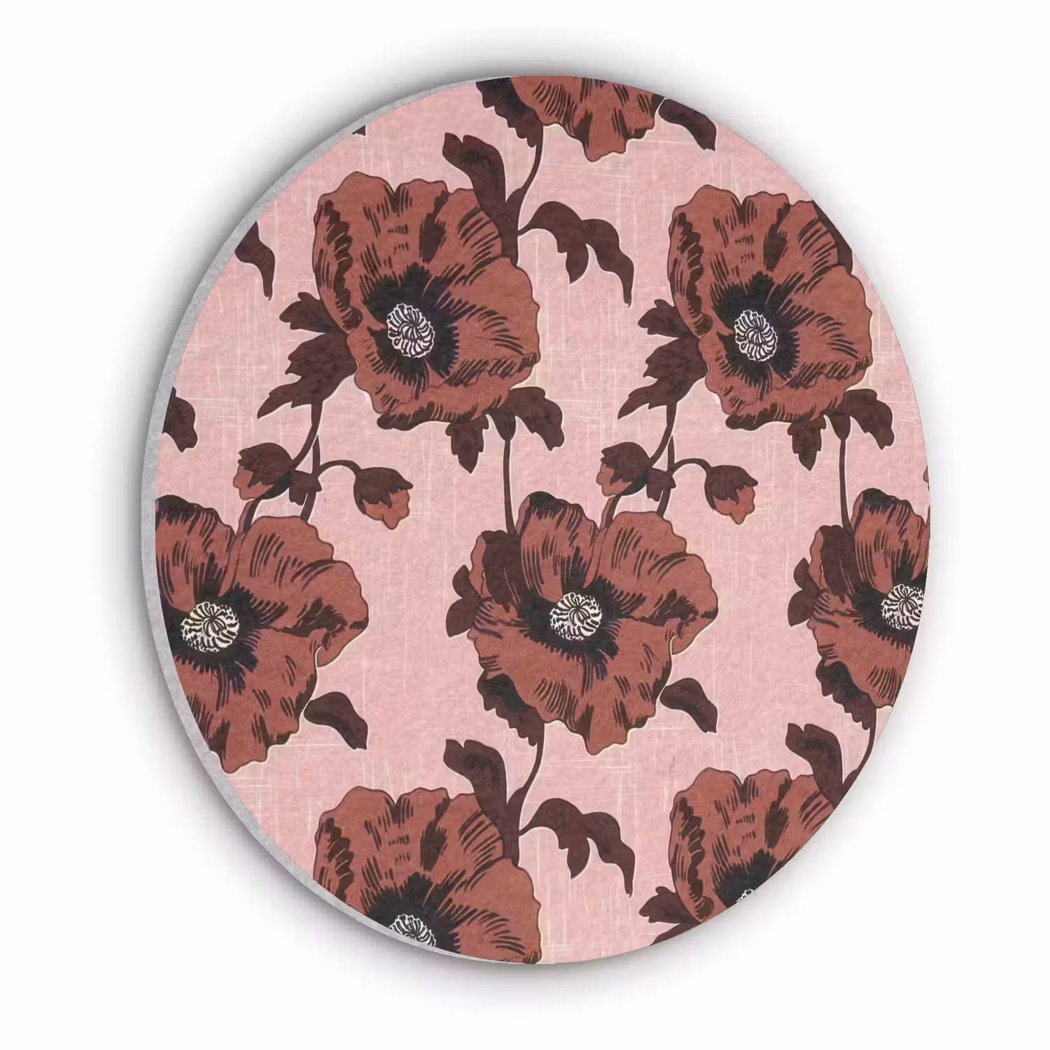 Bloemen - Retro - Rood Akoestische PET Vilt - Rond klein 838 -3d