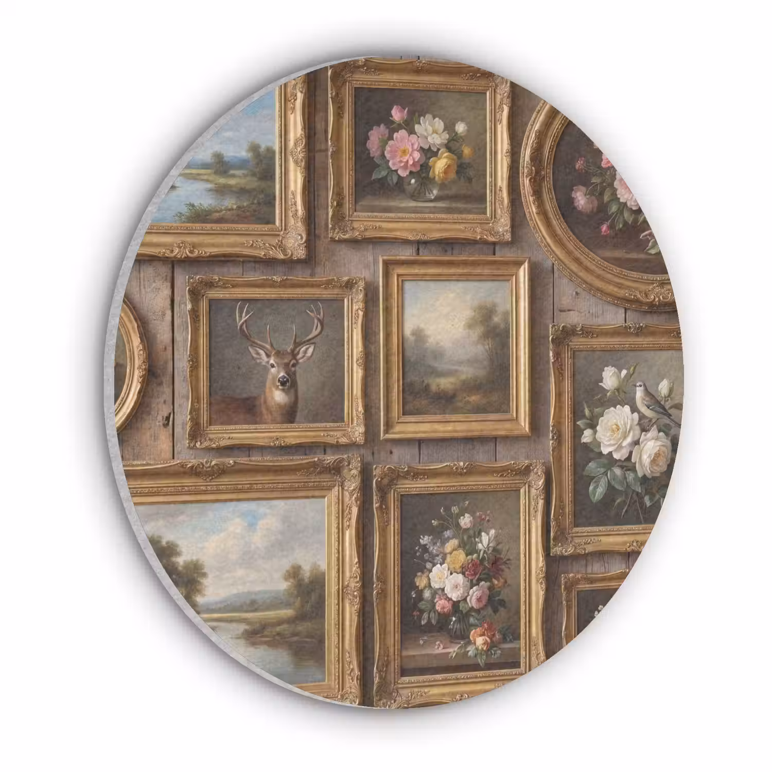 Bloemen - Rozen - Klassiek - Vaas - Kleurrijk Akoestische PET Vilt - Rond klein -3d