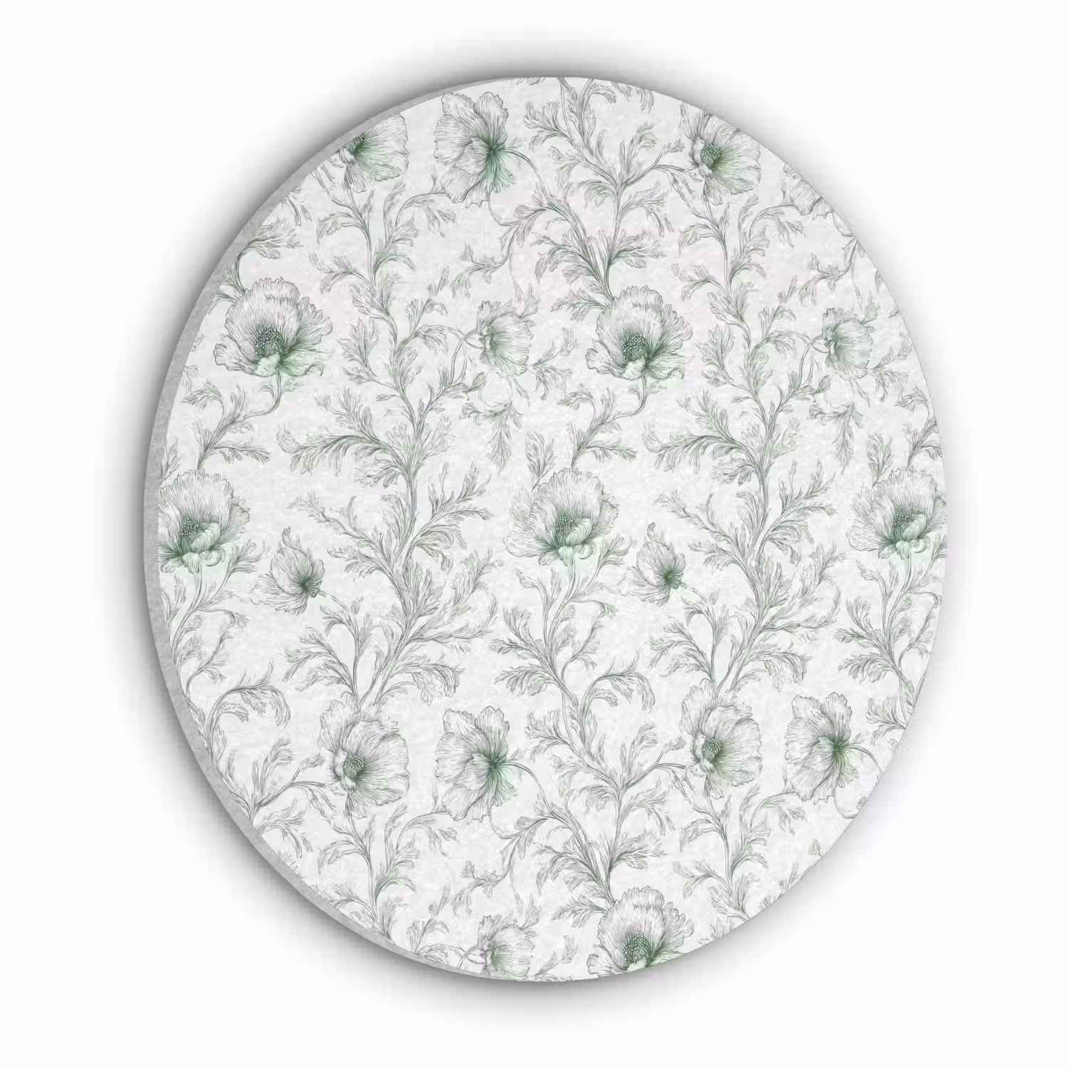 Bloemen - Getekend - Groen Akoestische PET Vilt - Rond klein 838 -3d