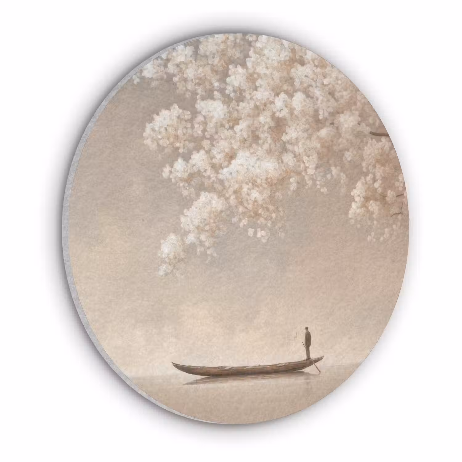 Bloesems - Wit - Boot - Minimalistisch Akoestische PET Vilt - Rond klein -3d