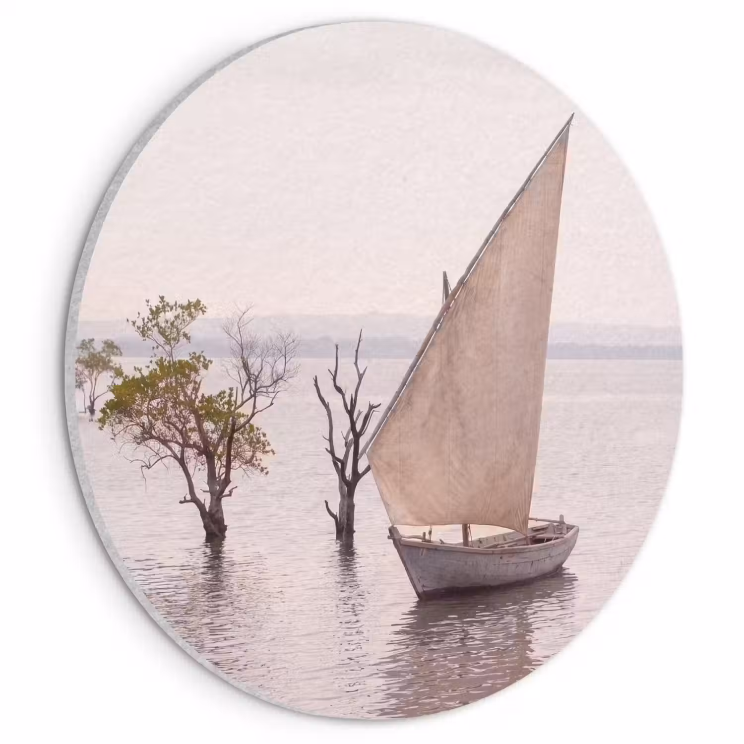Boot - Zeil - Water - Tropisch - Natuur Akoestische PET Vilt - Rond klein -3d